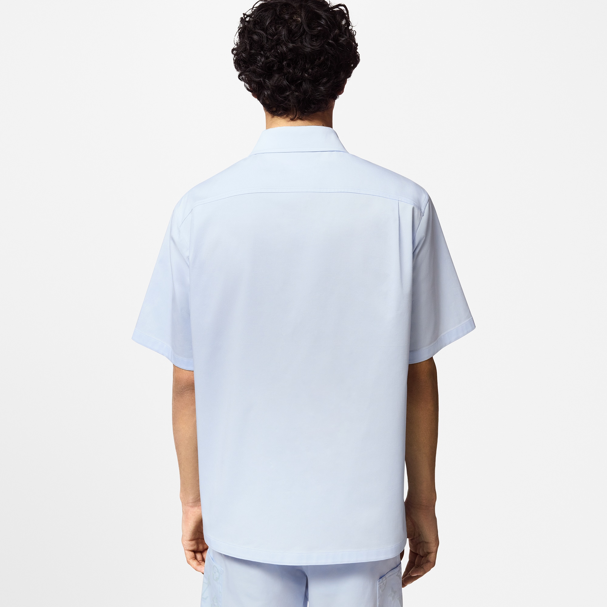 Flocked Short-Sleeved Cotton Shirt  in Men