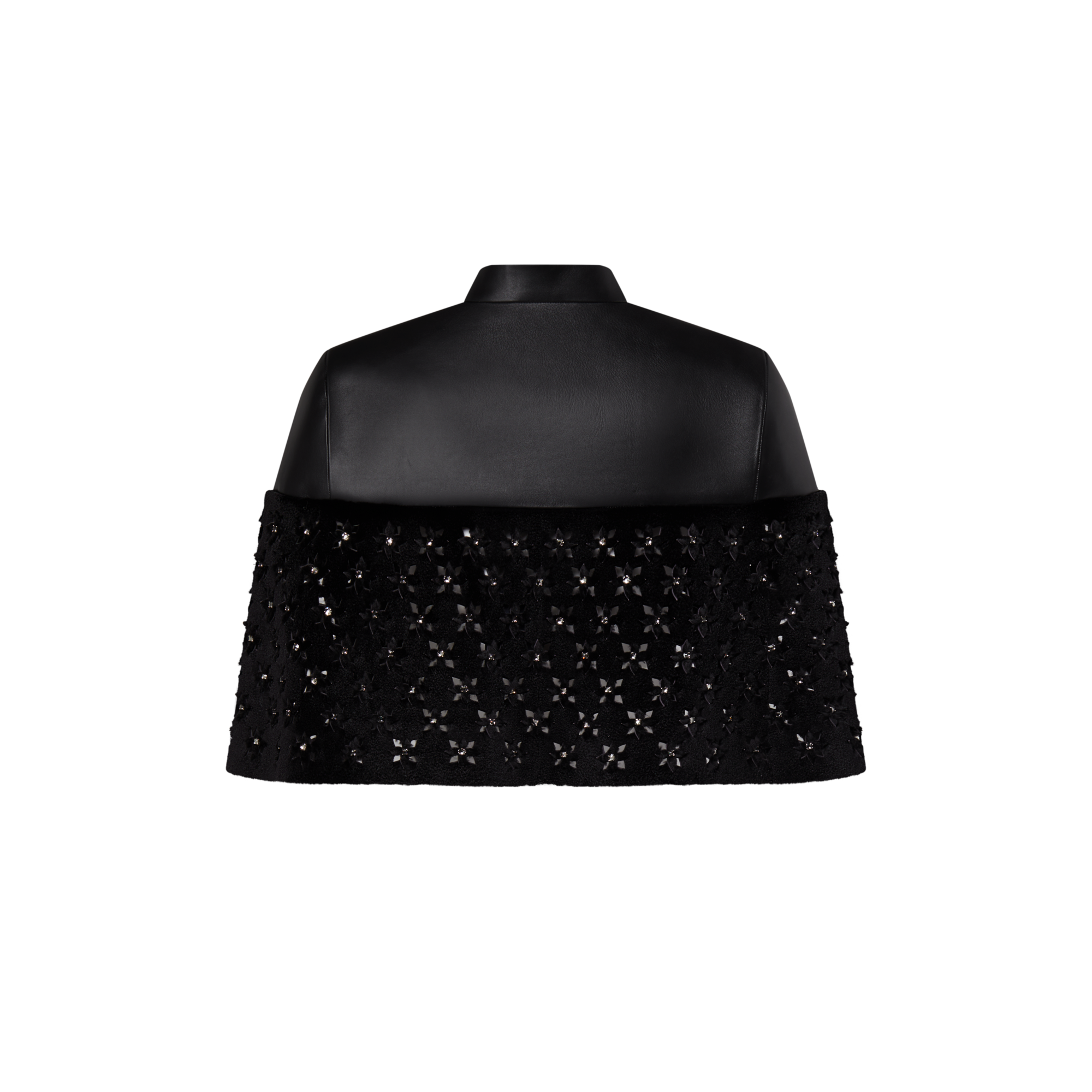 Fur Mix Leather Cropped Cape  in Women