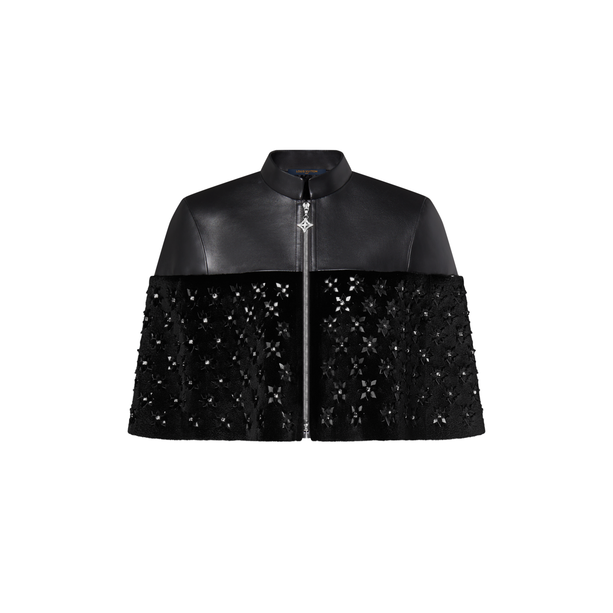 Fur Mix Leather Cropped Cape  in Women