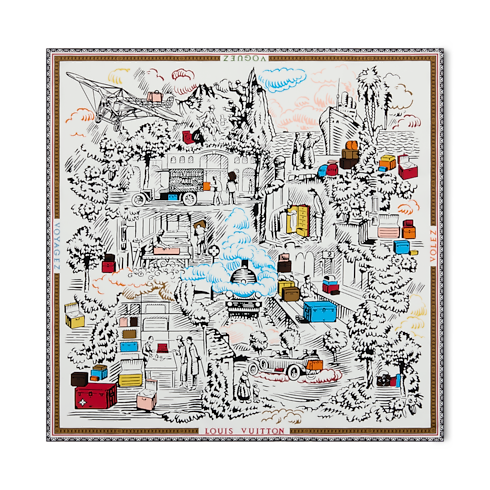 Gaston’s Travel Square 90 . in Women's Accessories Silk Squares and Bandeaus collections by Louis Vuitton (Product zoom)