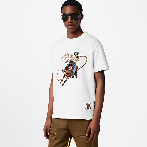 Graphic Embroidered Cotton T-Shirt in Men's Ready-to-Wear T-shirts and Polos collections by Louis Vuitton (Product zoom)