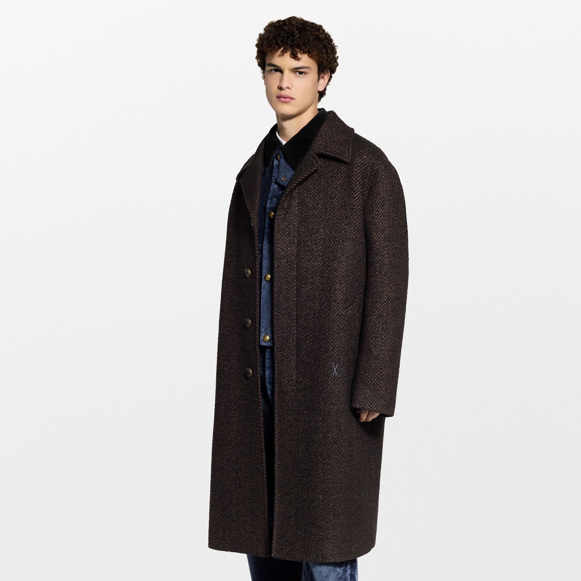 Herringbone Relaxed Coat  in Men
