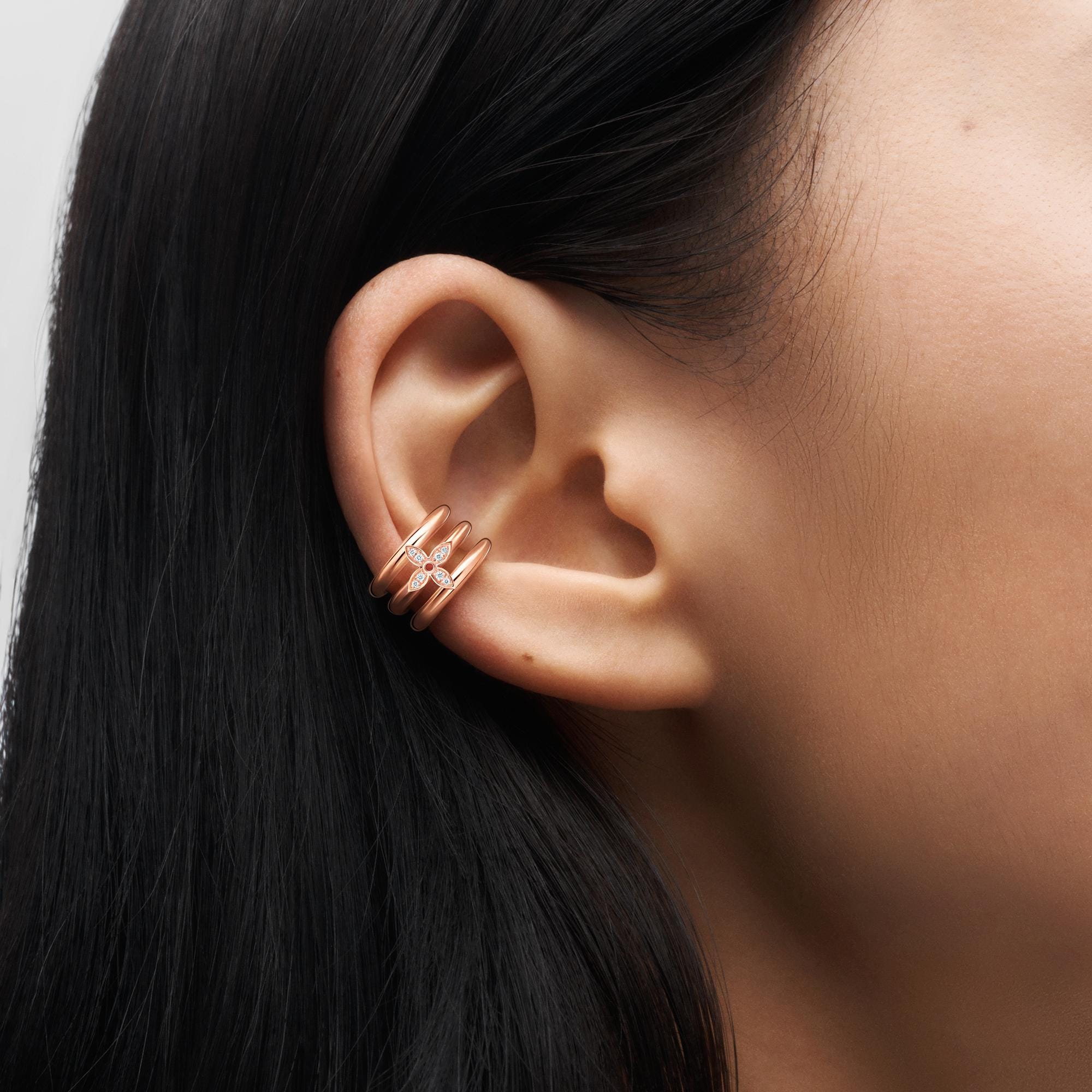 Idylle Blossom Ear Cuff, Pink Gold And Diamonds - Per Unit  in Jewellery