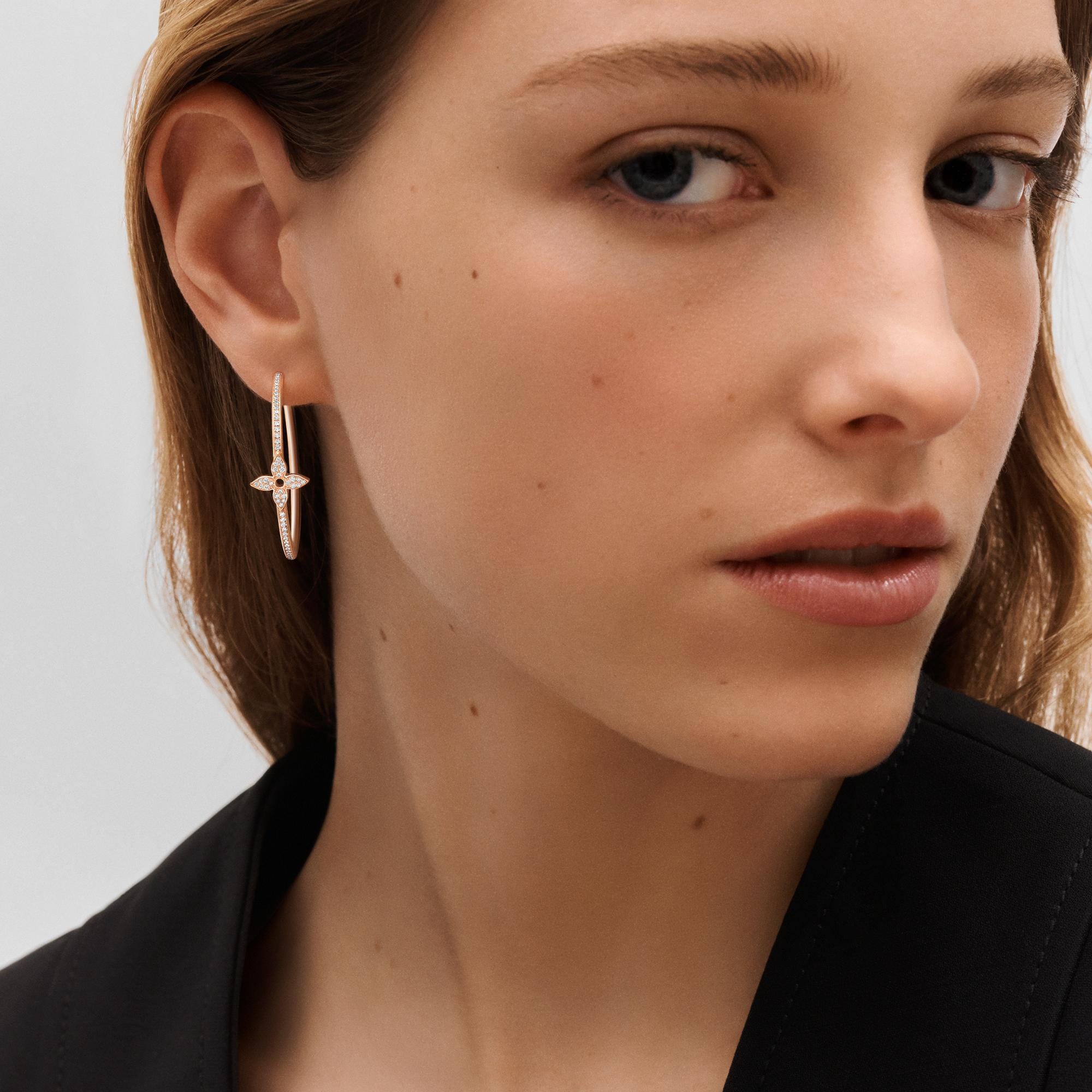 Idylle Blossom Hoops, Pink Gold And Diamonds  in Jewellery