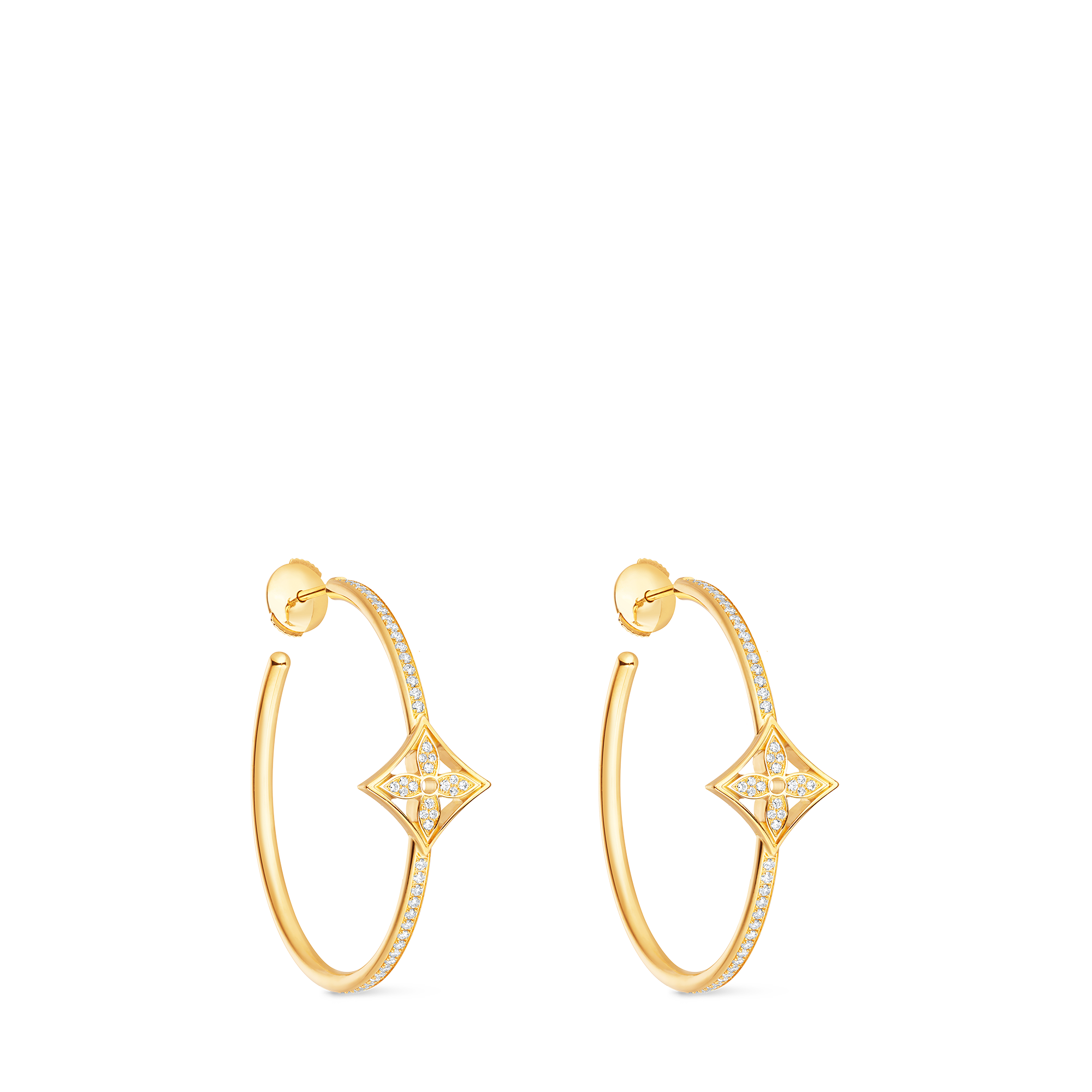 Idylle Blossom Hoops, Yellow Gold And Diamonds  in Jewellery