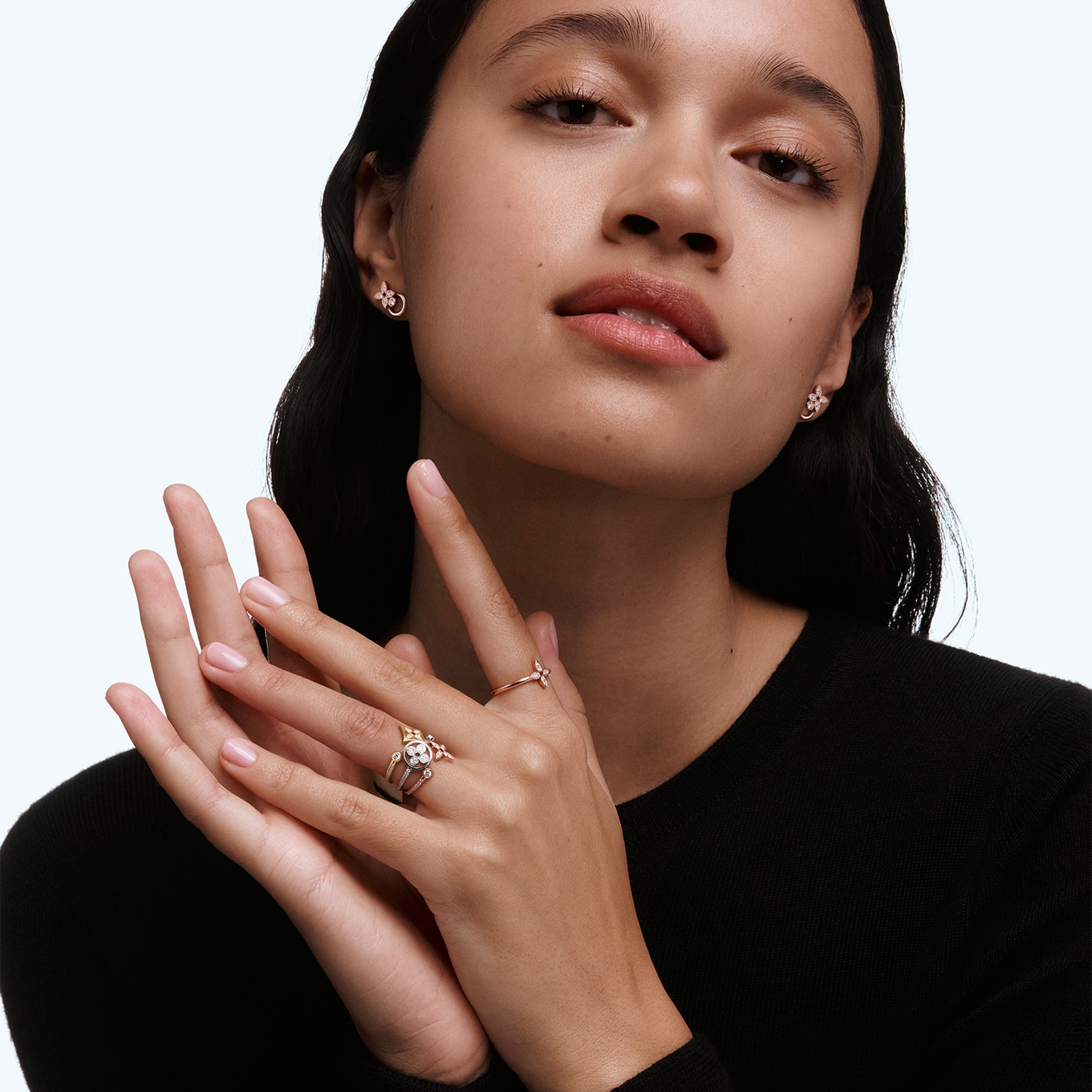 Idylle Blossom Single Ring, Pink Gold and Diamonds  in Jewellery