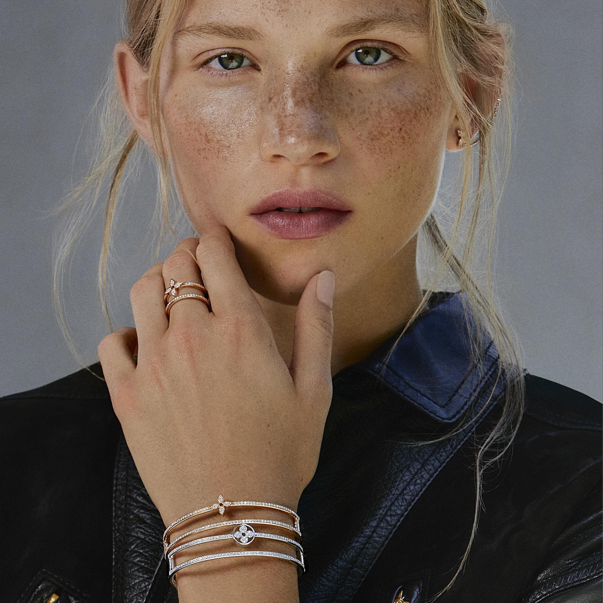 Idylle Blossom Two-Row Bracelet, Pink Gold And Diamonds  in Jewellery