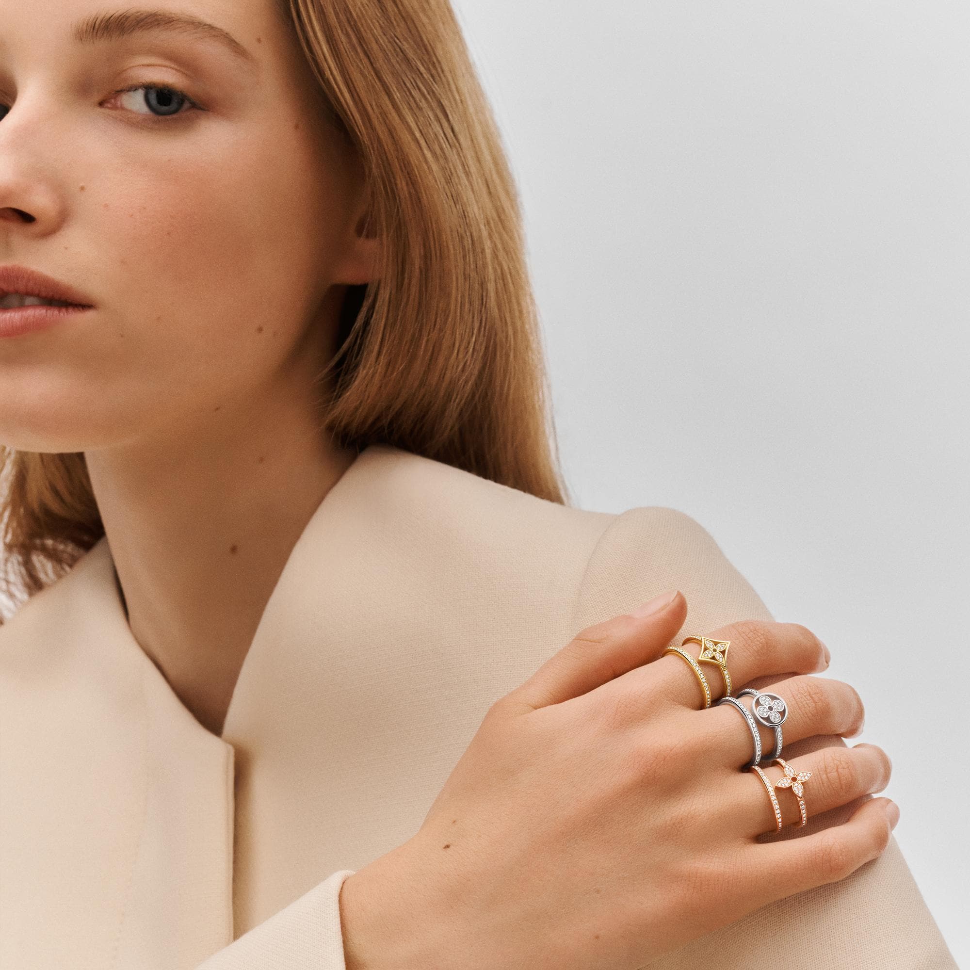 Idylle Blossom Two-Row Ring, White Gold And Diamonds  in Jewellery