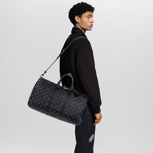 Keepall Bandoulière 45 Monogram Eclipse in Men's Travel Men's Duffle and Travel Bags collections by Louis Vuitton (Product zoom)
