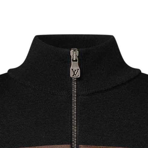 Knit Blouson With Leather Bands in Men's New In Men } collections by Louis Vuitton (Product zoom)