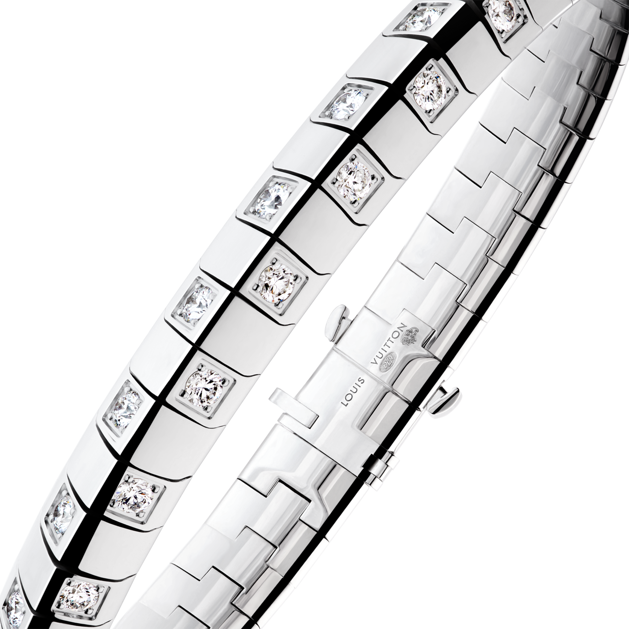 Le Damier de Louis Vuitton Large Bracelet, White Gold and Diamonds  in Jewellery