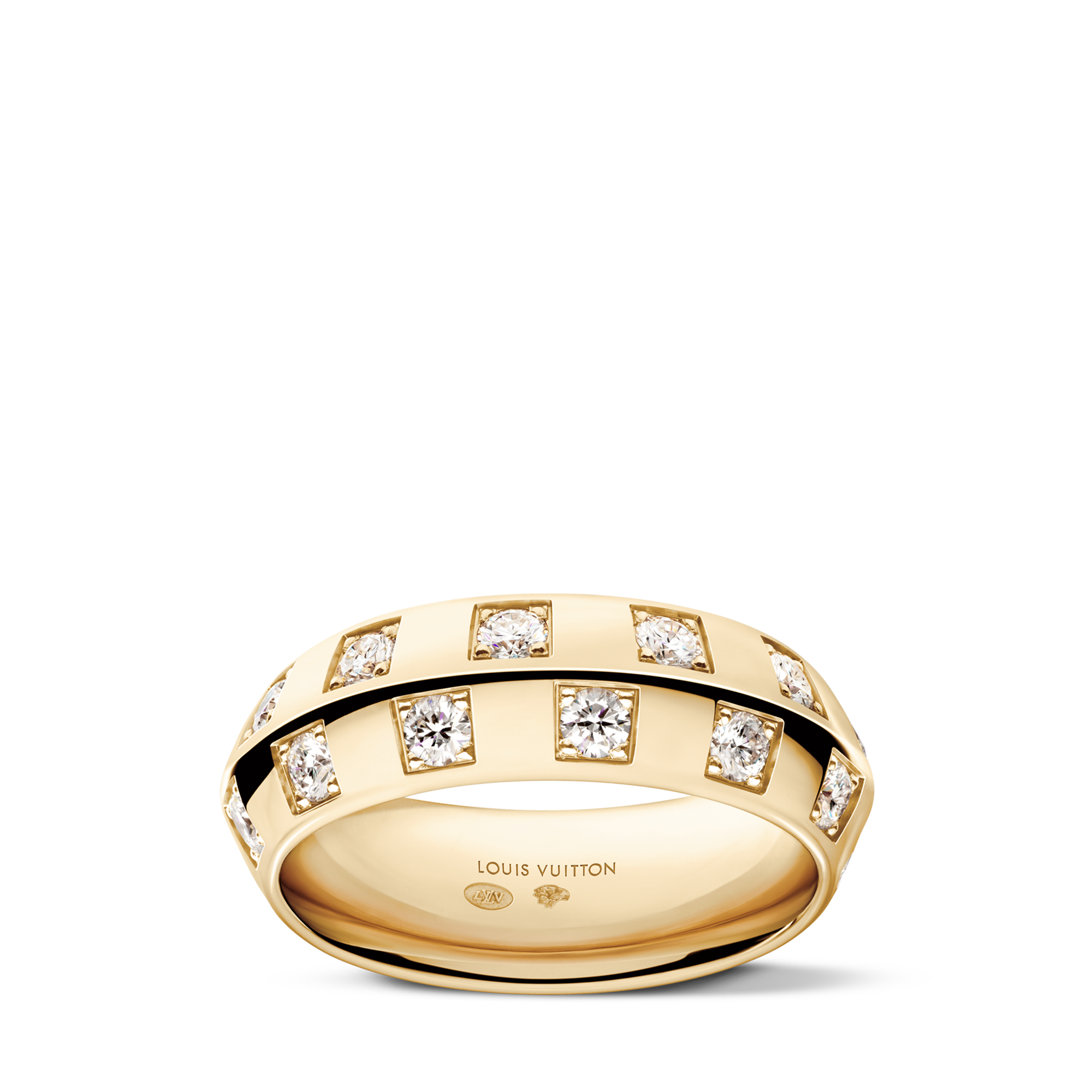 Le Damier de Louis Vuitton Large Ring, Yellow Gold and Diamonds  in Jewellery