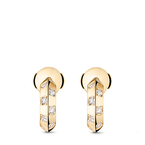 Le Damier de Louis Vuitton Small Hoops, Yellow Gold and Diamonds in Jewellery's Categories Earrings collections by Louis Vuitton (Product zoom)