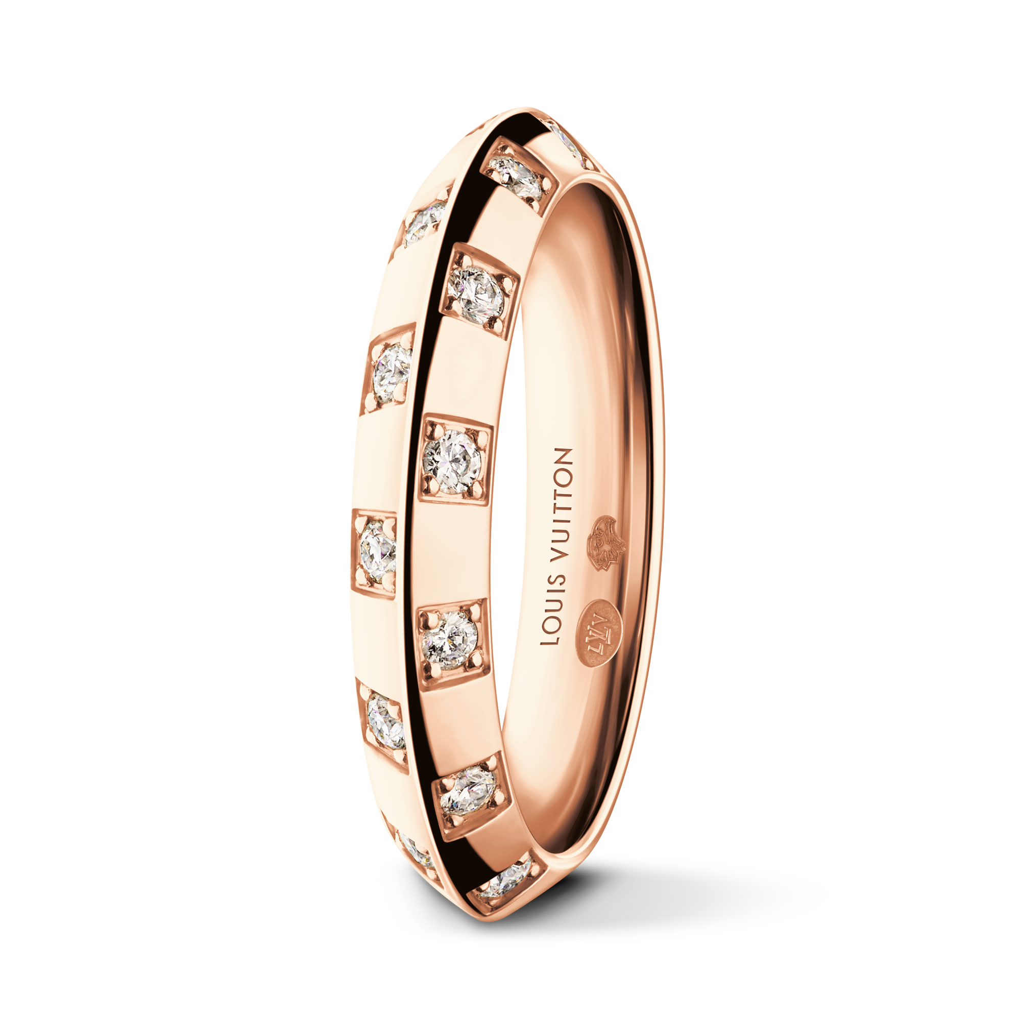 Le Damier de Louis Vuitton Small Ring, Rose Gold and Diamonds  in Les Extraordinaires