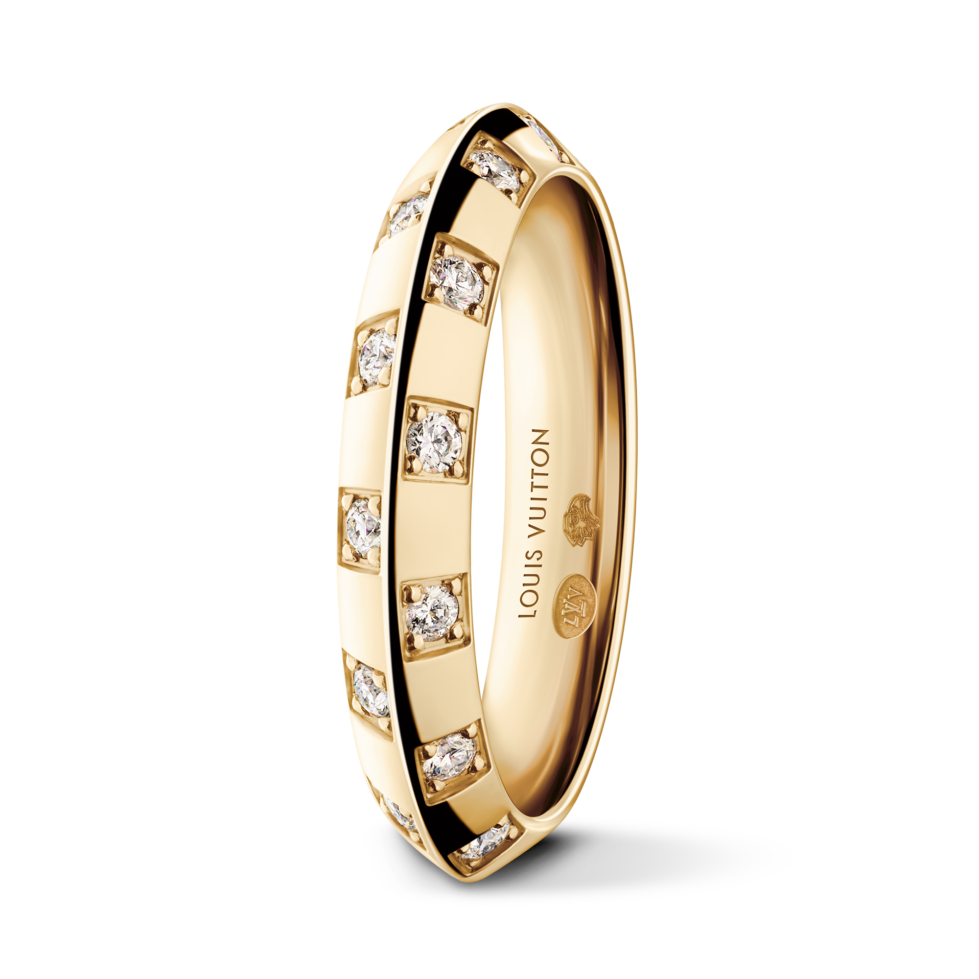 Le Damier de Louis Vuitton Small Ring, Yellow Gold and Diamonds  in Jewellery