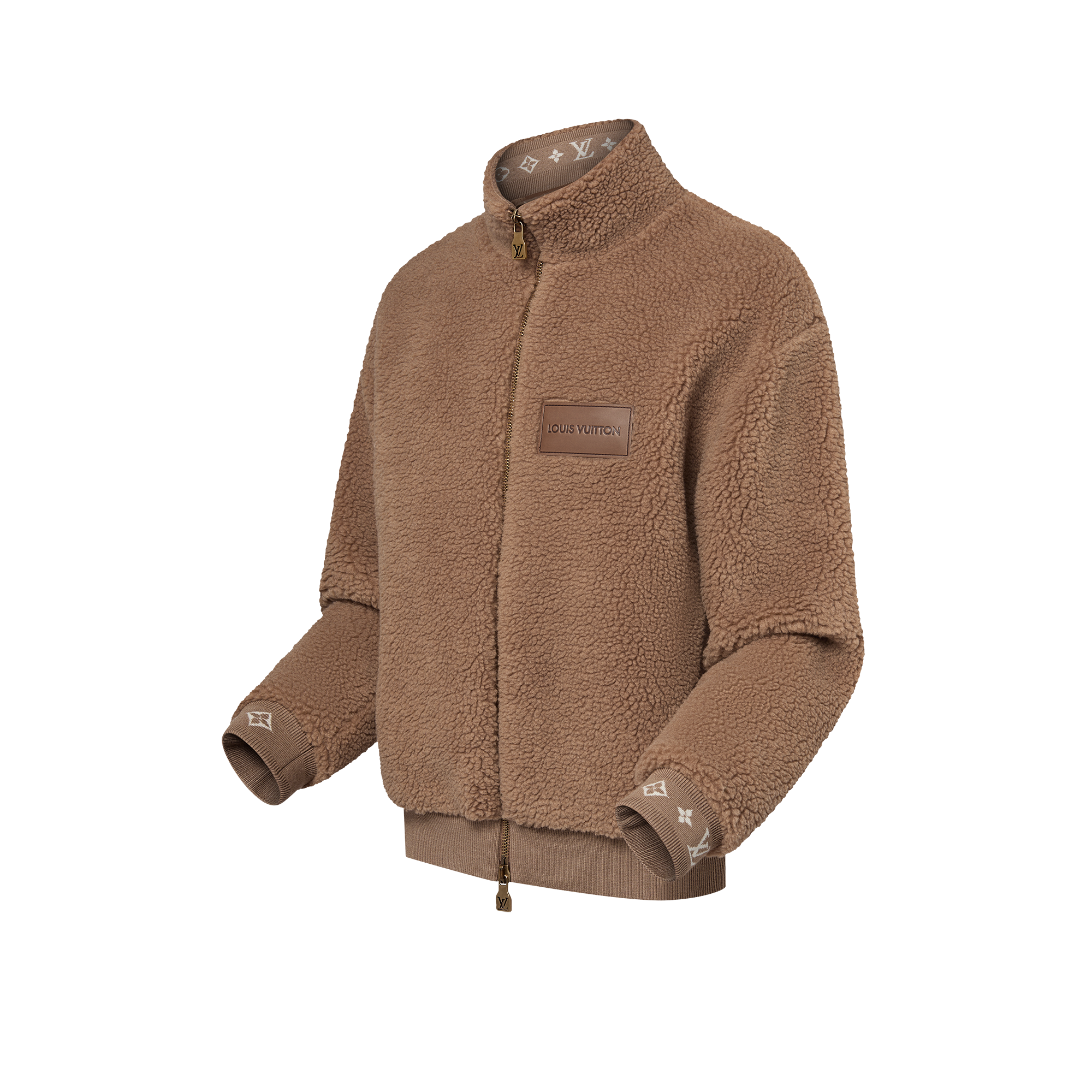 Leather Patch Fleece Blouson  in New