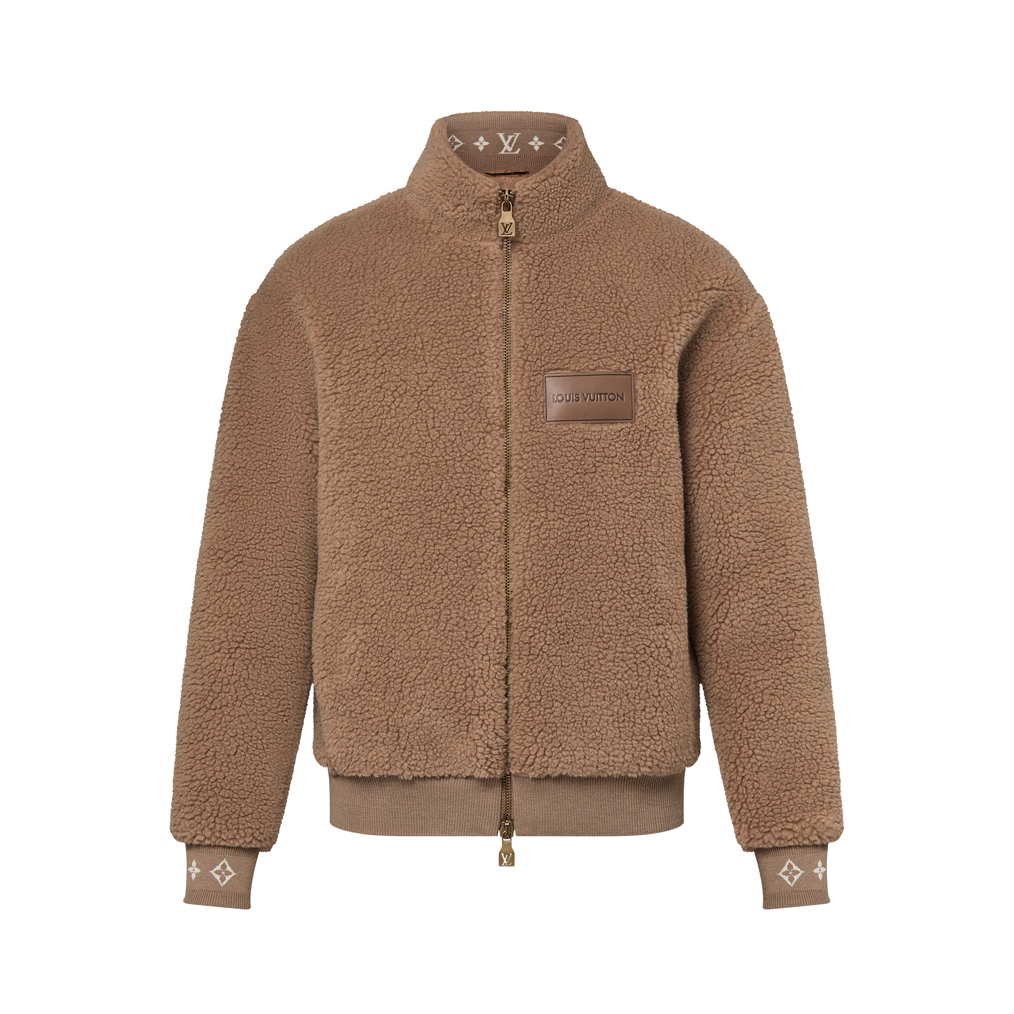 Leather Patch Fleece Blouson  in New