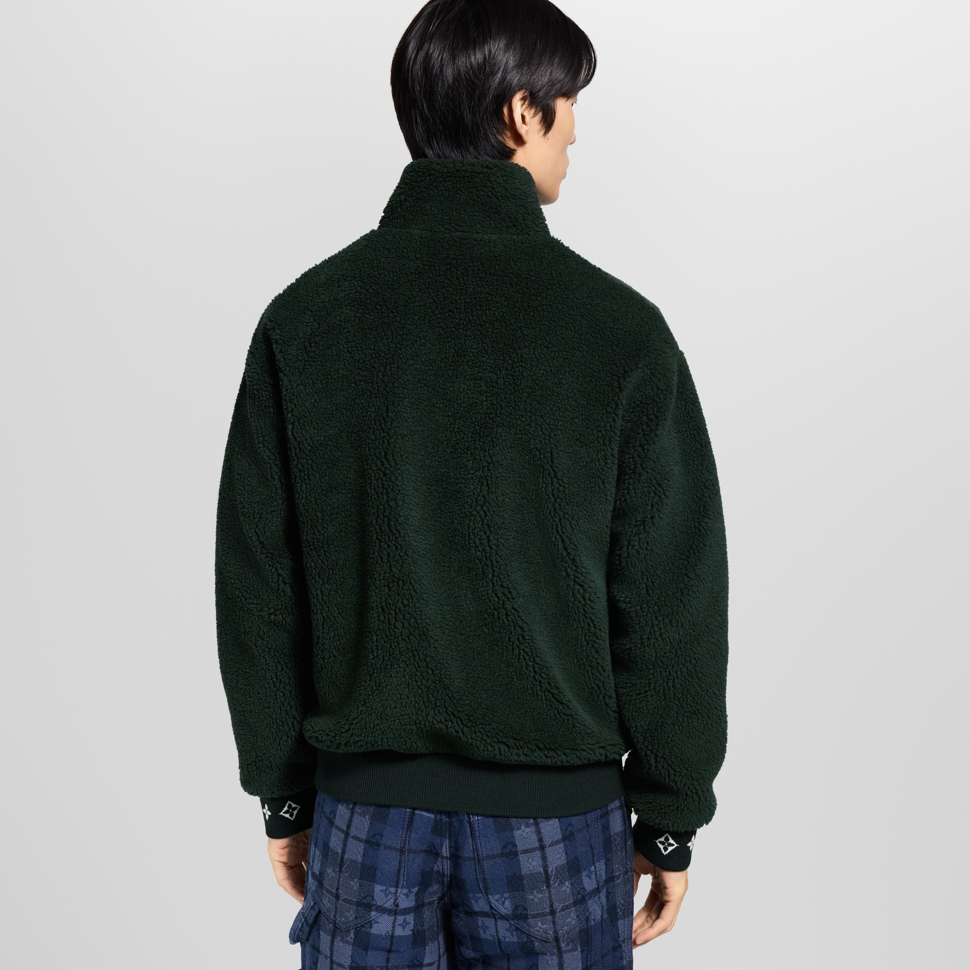 Leather Patch Fleece Blouson  in Men