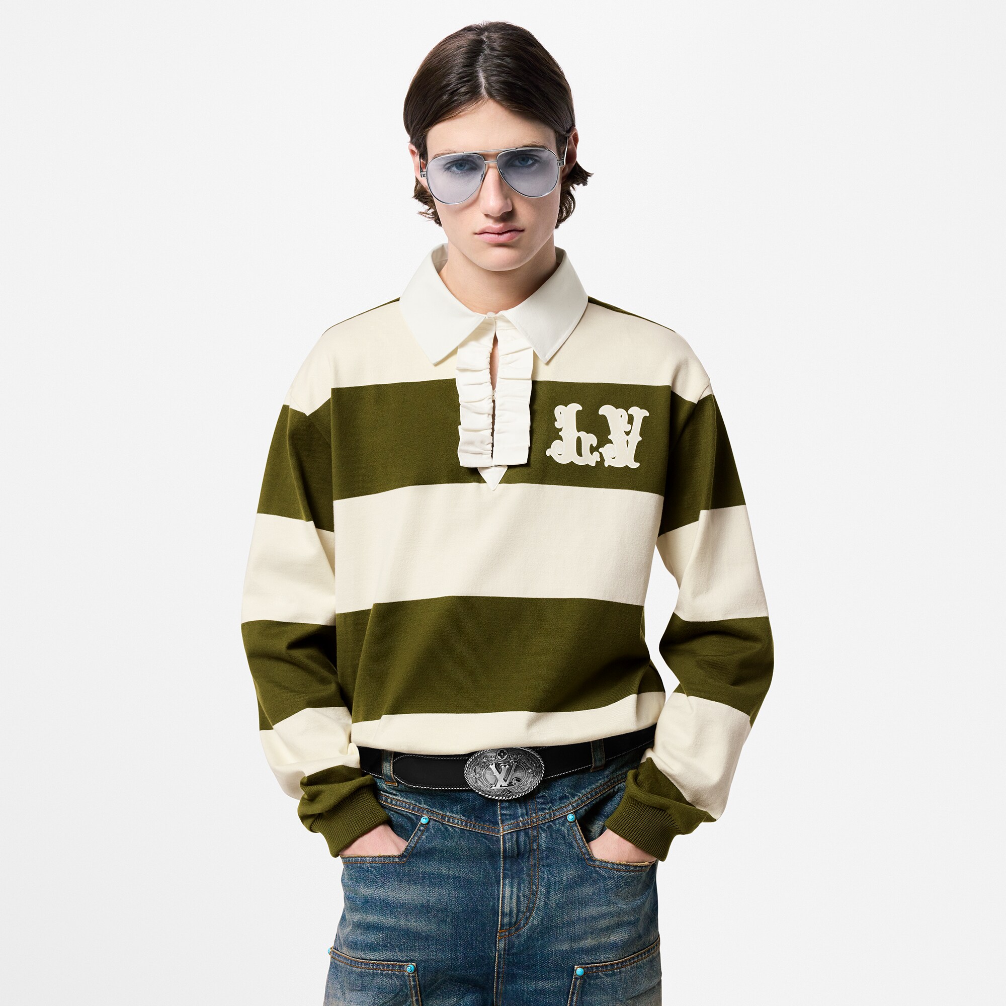 Long-Sleeved Cotton Rugby Polo  in Men