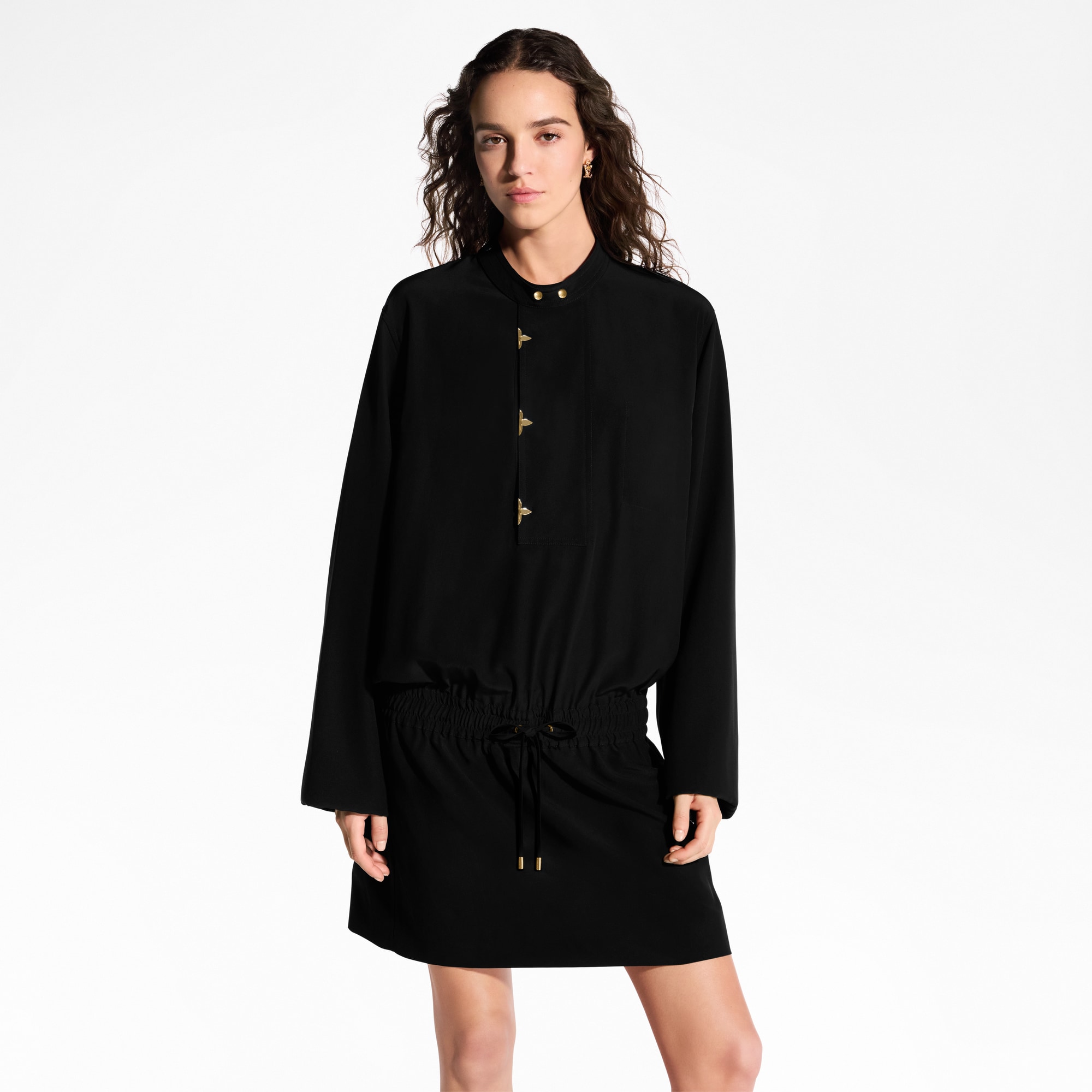 Long-Sleeved Lavallière Dress  in Women