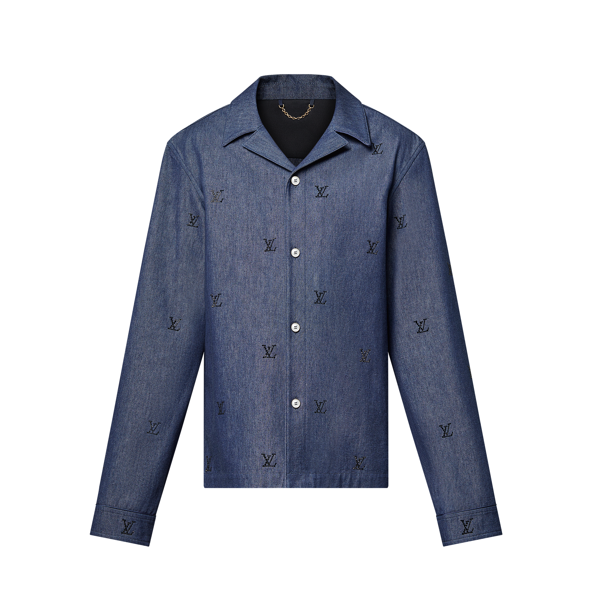 LV Blason Embellished Denim Pajama Shirt  in Men