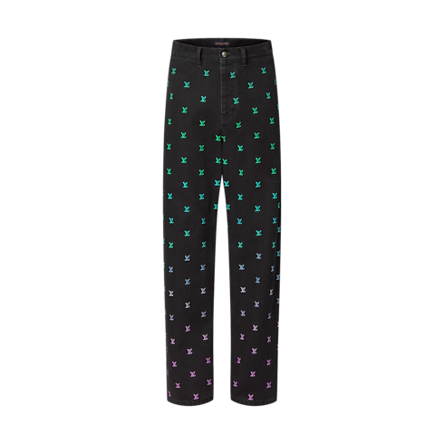 LV Blason Gradient Embroidered Denim Skate Pants in Men's Ready-to-Wear Denim collections by Louis Vuitton (Product zoom)