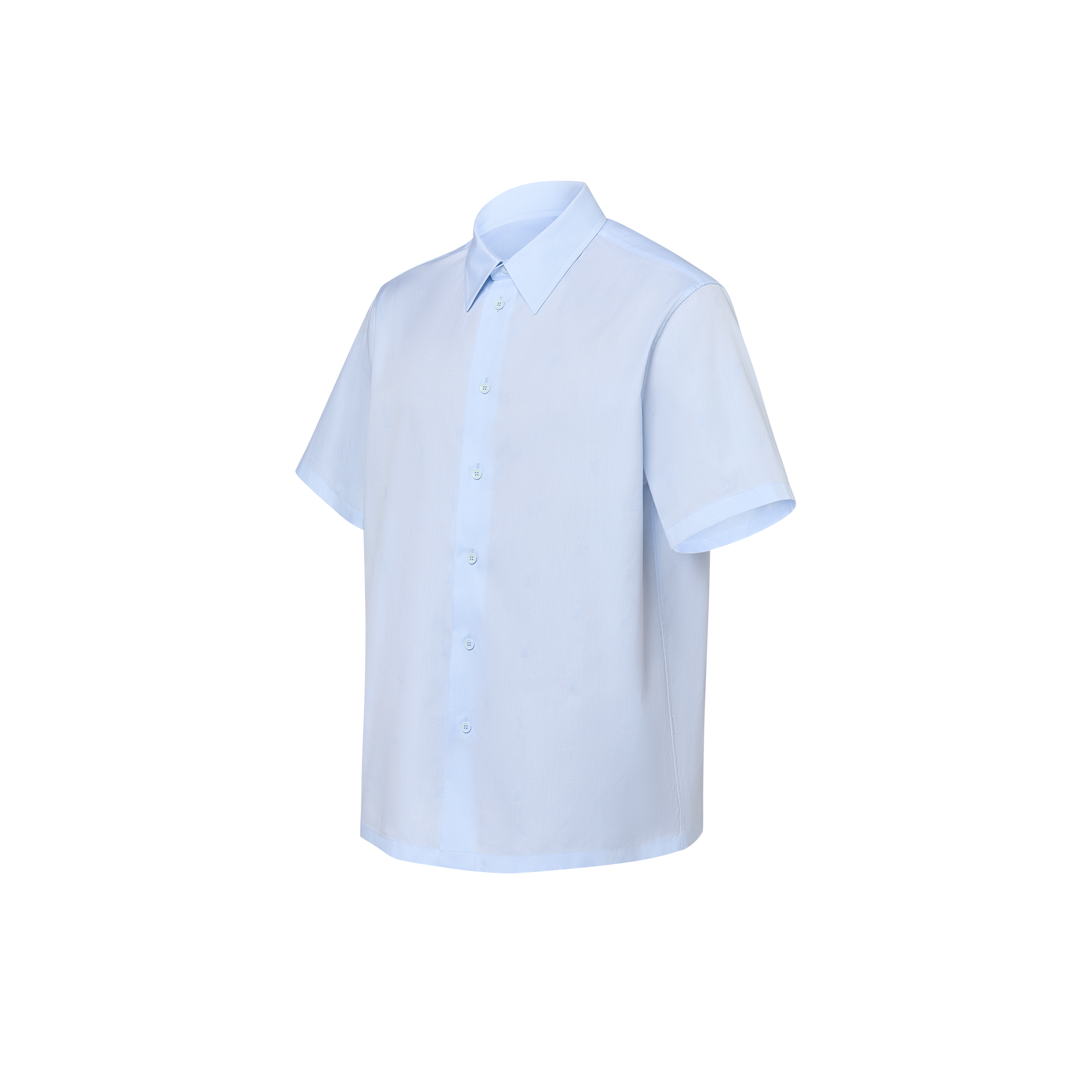 LV BLason Printed Cotton Short-Sleeved Oxford Shirt  in Men