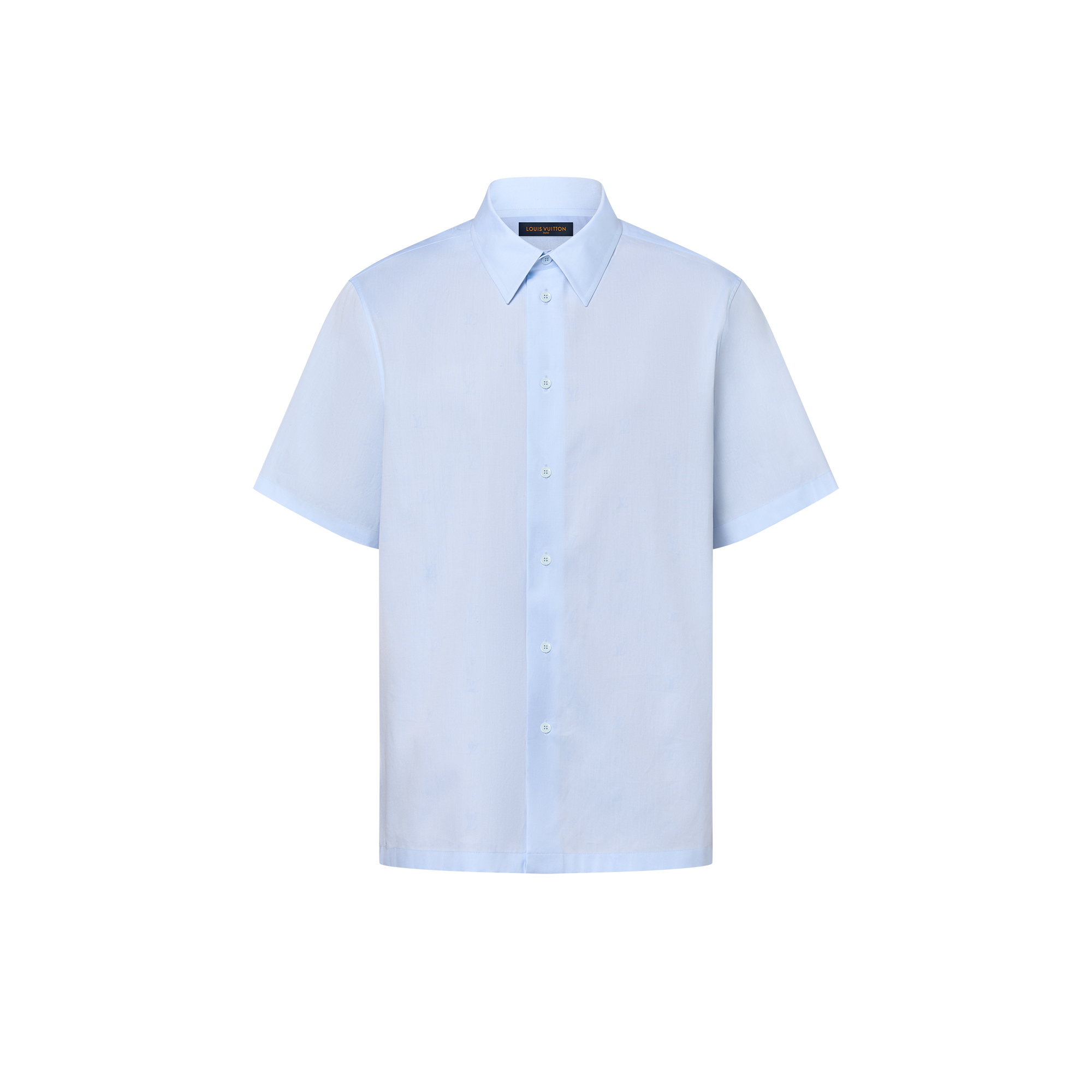 LV BLason Printed Cotton Short-Sleeved Oxford Shirt  in Men