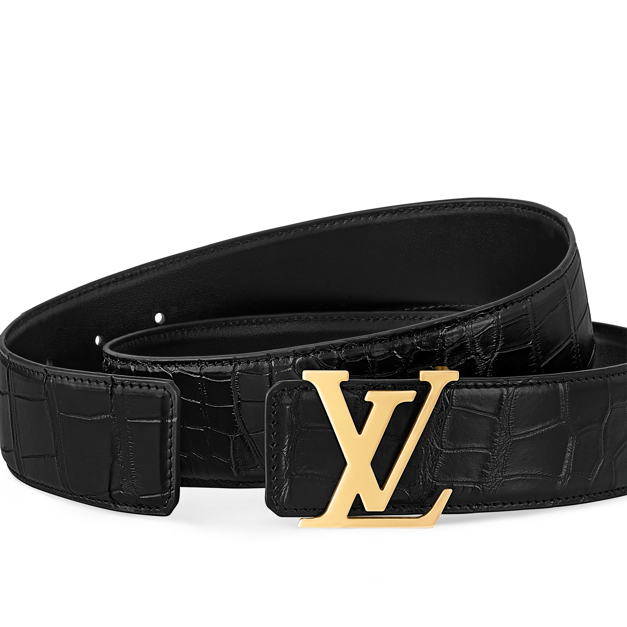 LV Initiales 40mm Reversible Belt Crocodilien Brillant in Men