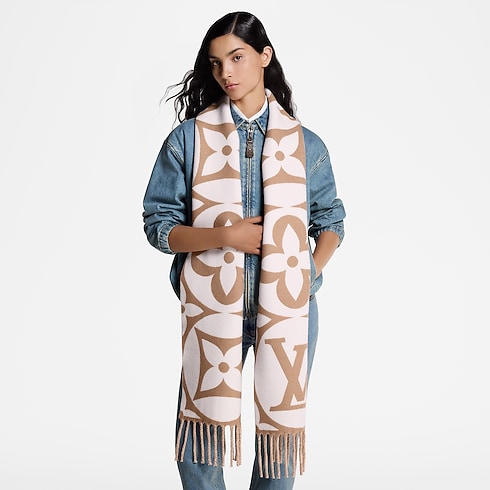 LV Medallion Scarf cropped worn view