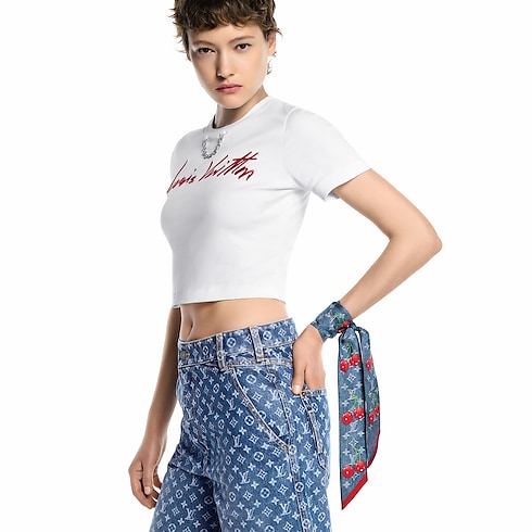 LV x TM Denim Cerise Bandeau . in Women's Accessories Silk Squares and Bandeaus collections by Louis Vuitton (Product zoom)