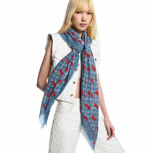 LV x TM Denim Cerise Shawl . in Women's Accessories Shawls and Stoles collections by Louis Vuitton (Product zoom)