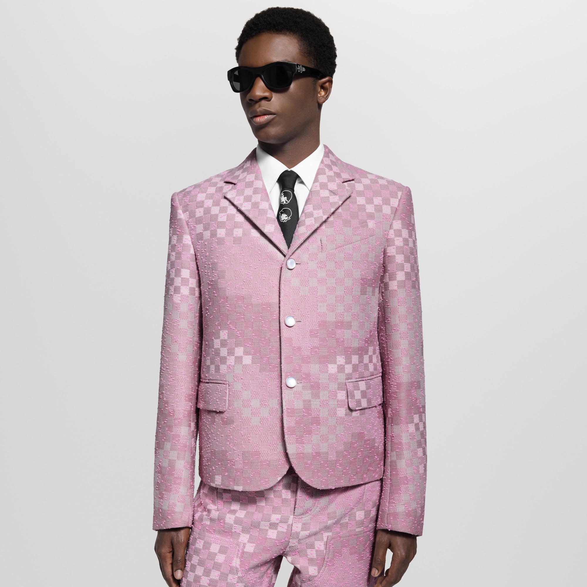 Made To Order Cropped Damoflage Tweed Jacket  in Men