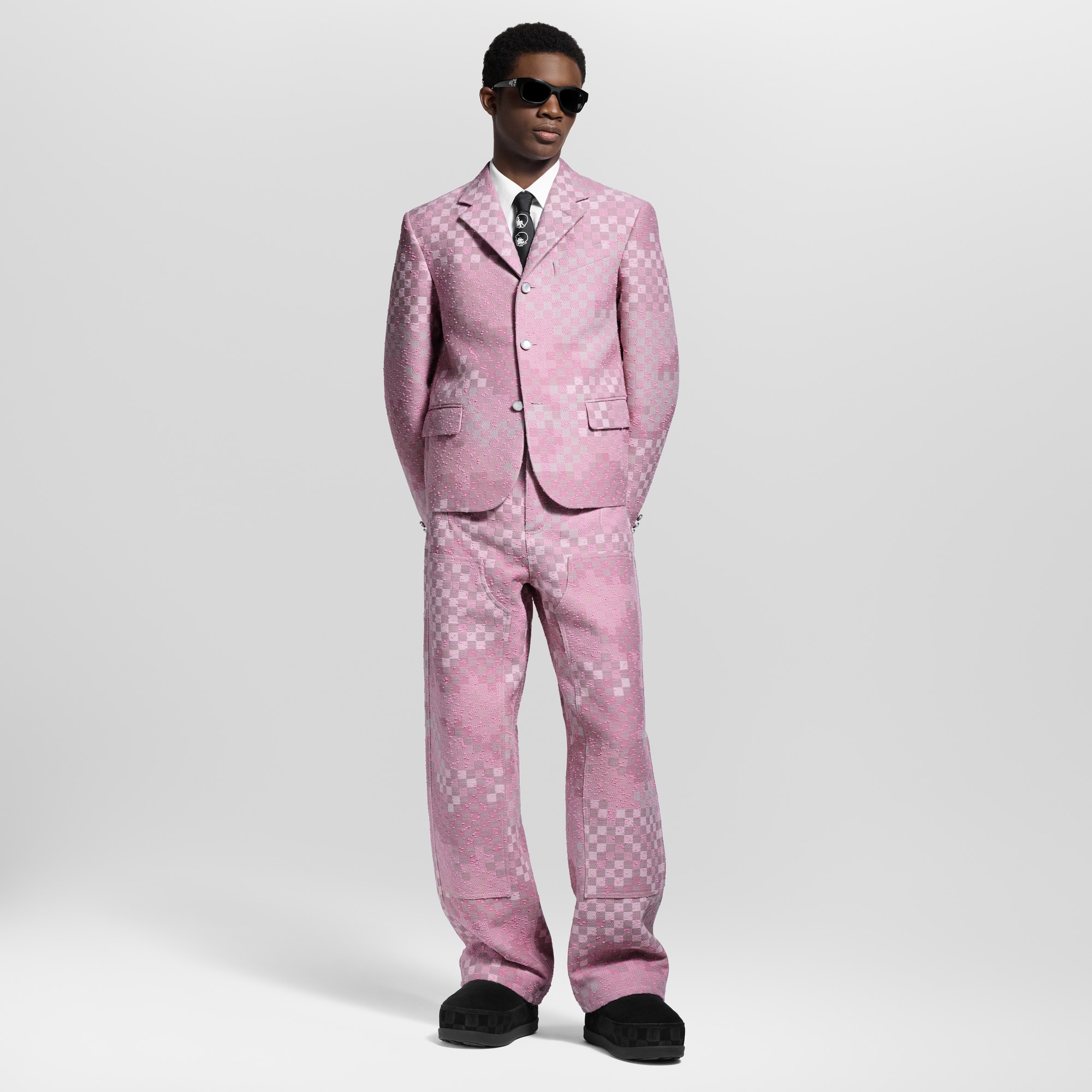 Made To Order Cropped Damoflage Tweed Jacket  in Men