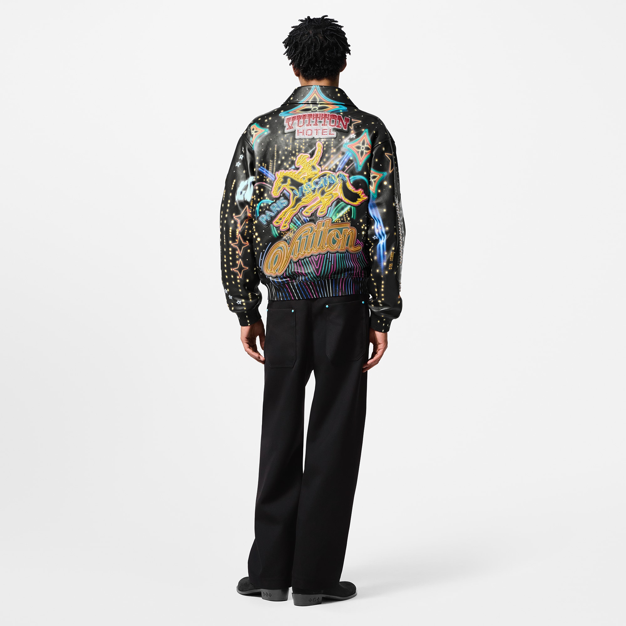 Made To Order Embellished Leather Bomber Jacket   in Men