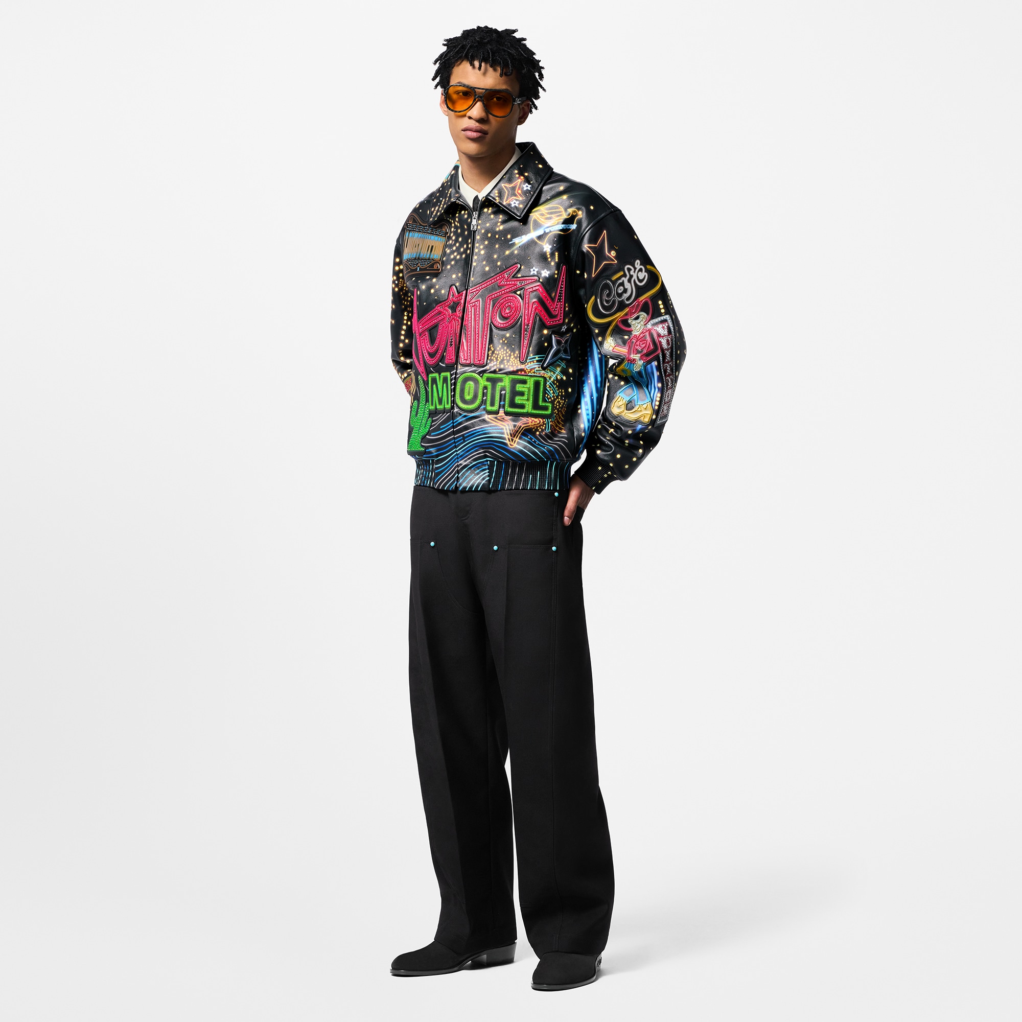 Made To Order Embellished Leather Bomber Jacket   in Men