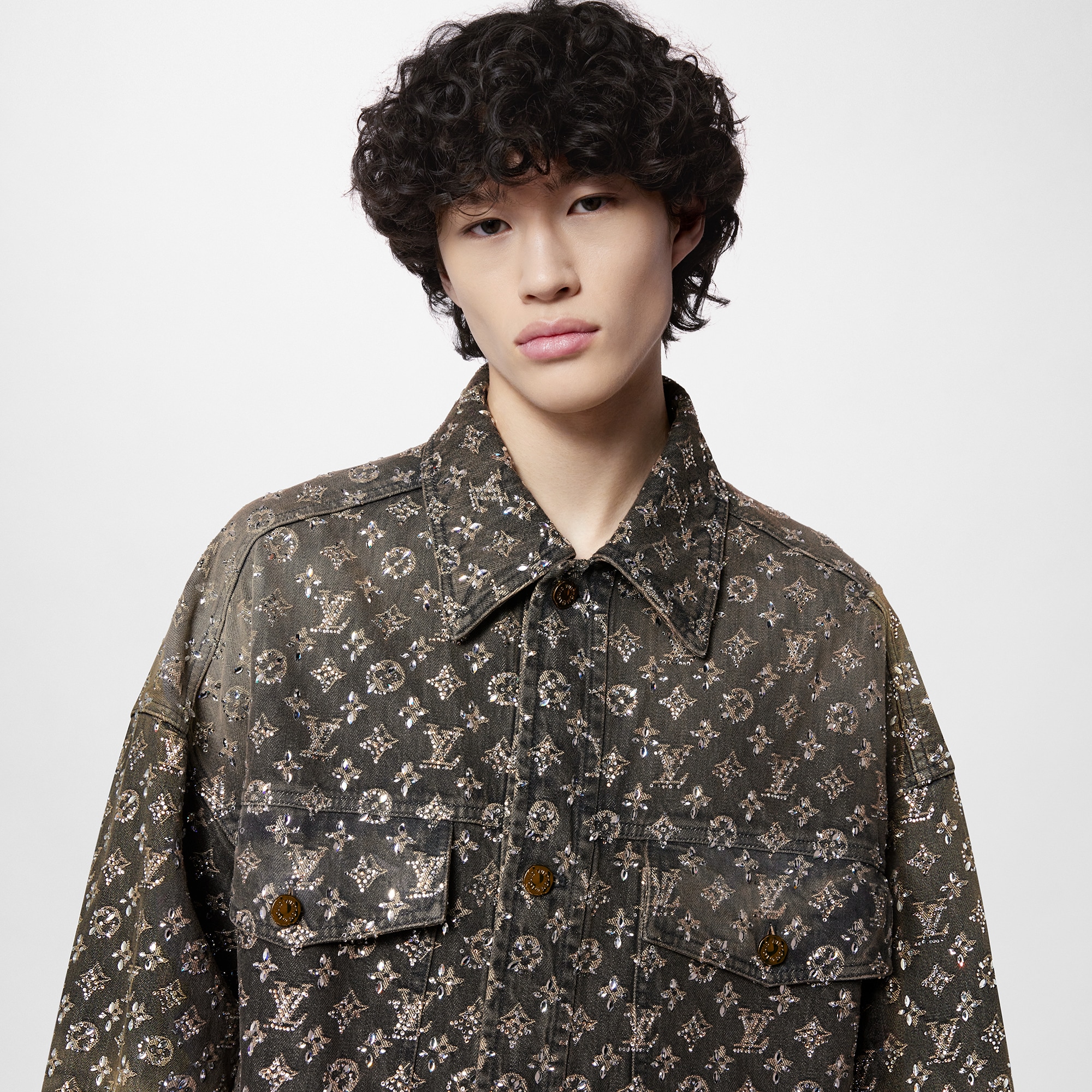 Made To Order Embroidered Monogram Denim Overshirt  in Men