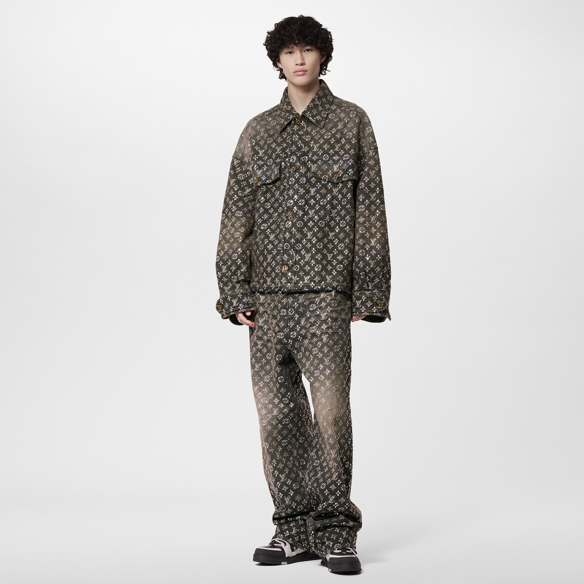 Made To Order Embroidered Monogram Denim Overshirt  in Men