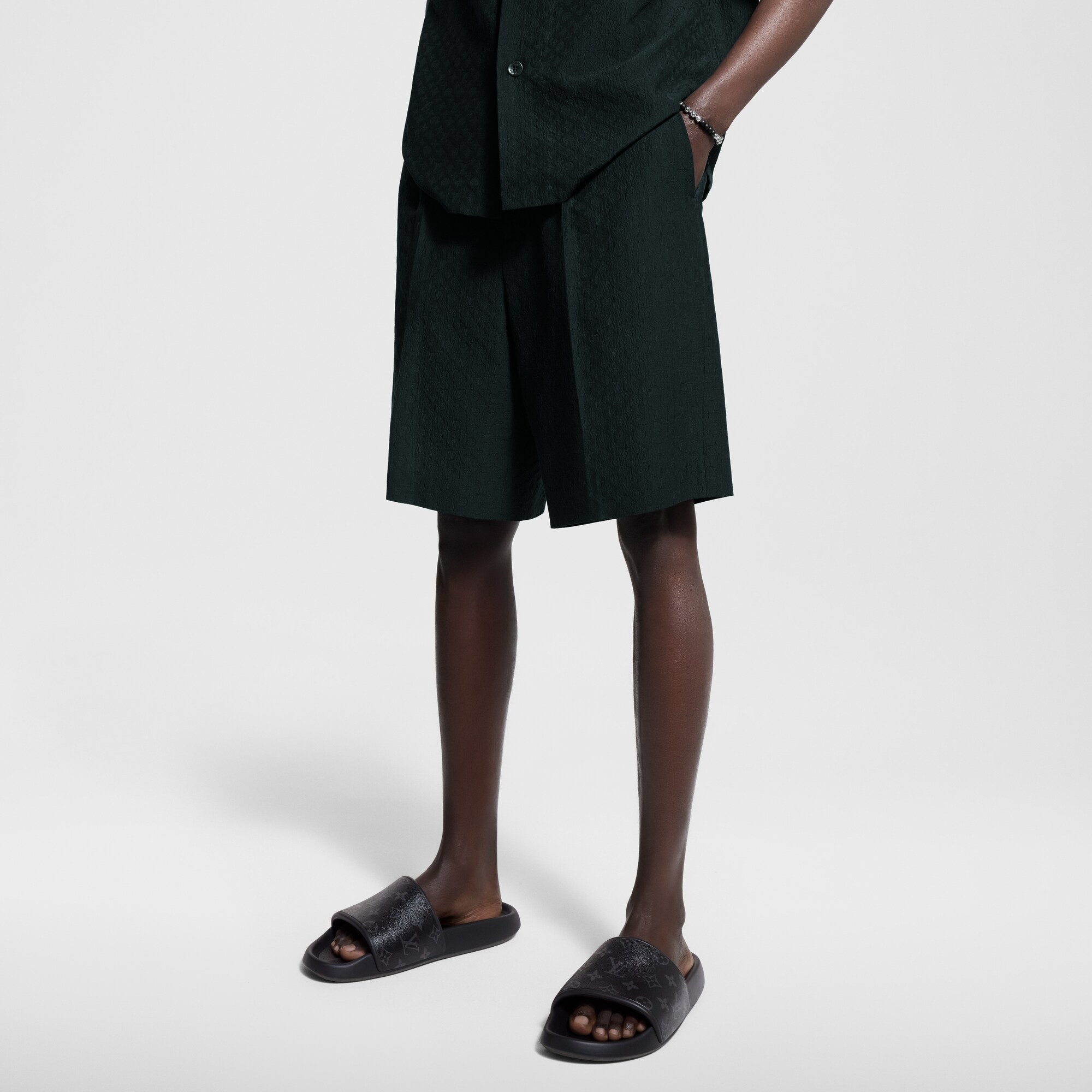 Mini Monogram Silk-Cotton Blend Tailored Shorts  in Men