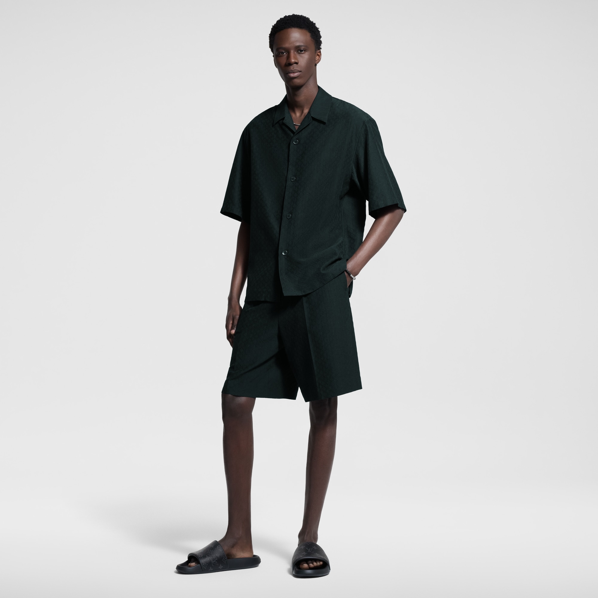 Mini Monogram Silk-Cotton Blend Tailored Shorts  in Men
