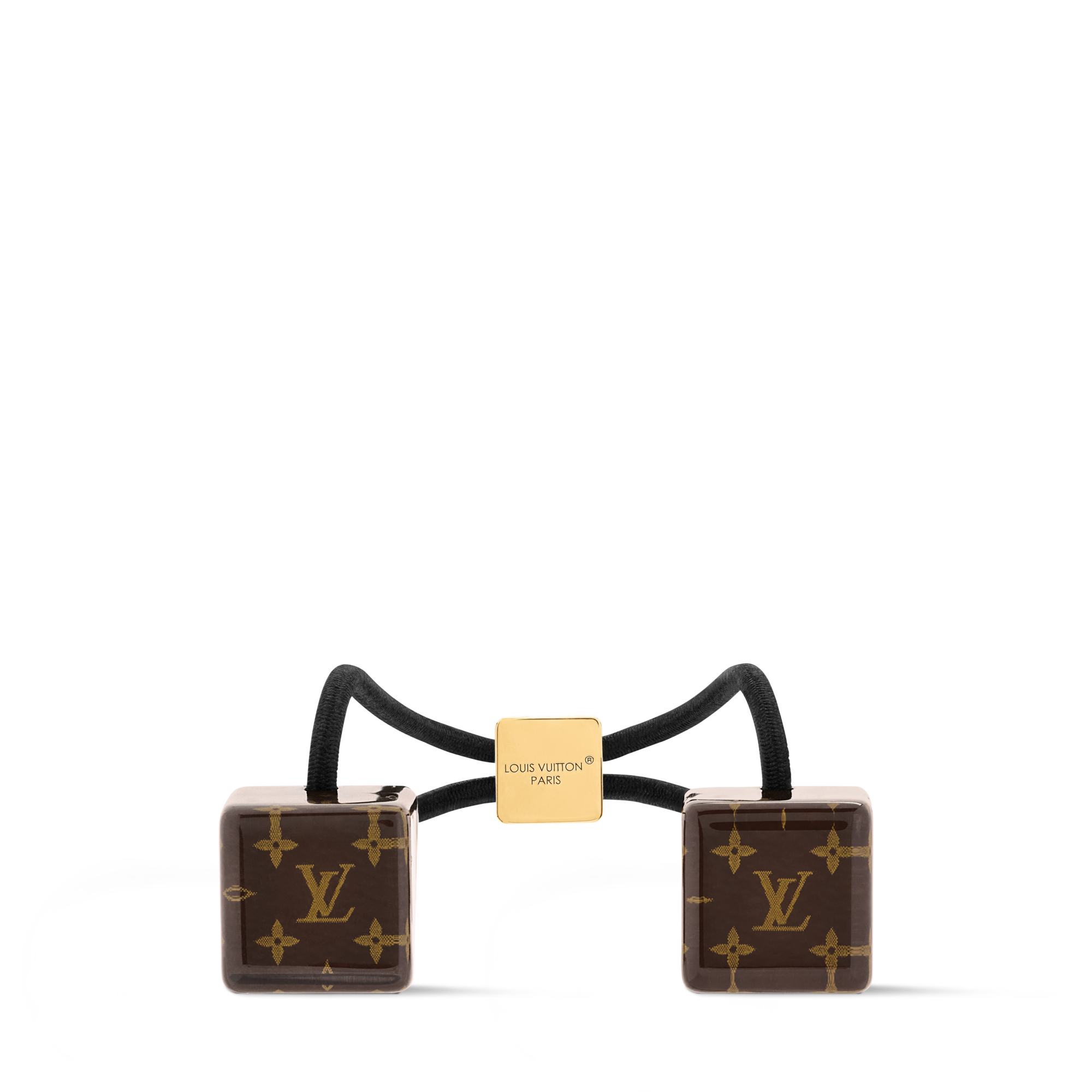 Louis Vuitton Crystal Monogram Hair Cube Tie Black Resin LV Logo Louis Vuitton LV Cube Hair Tie - Brown Hair Accessories  main image 2