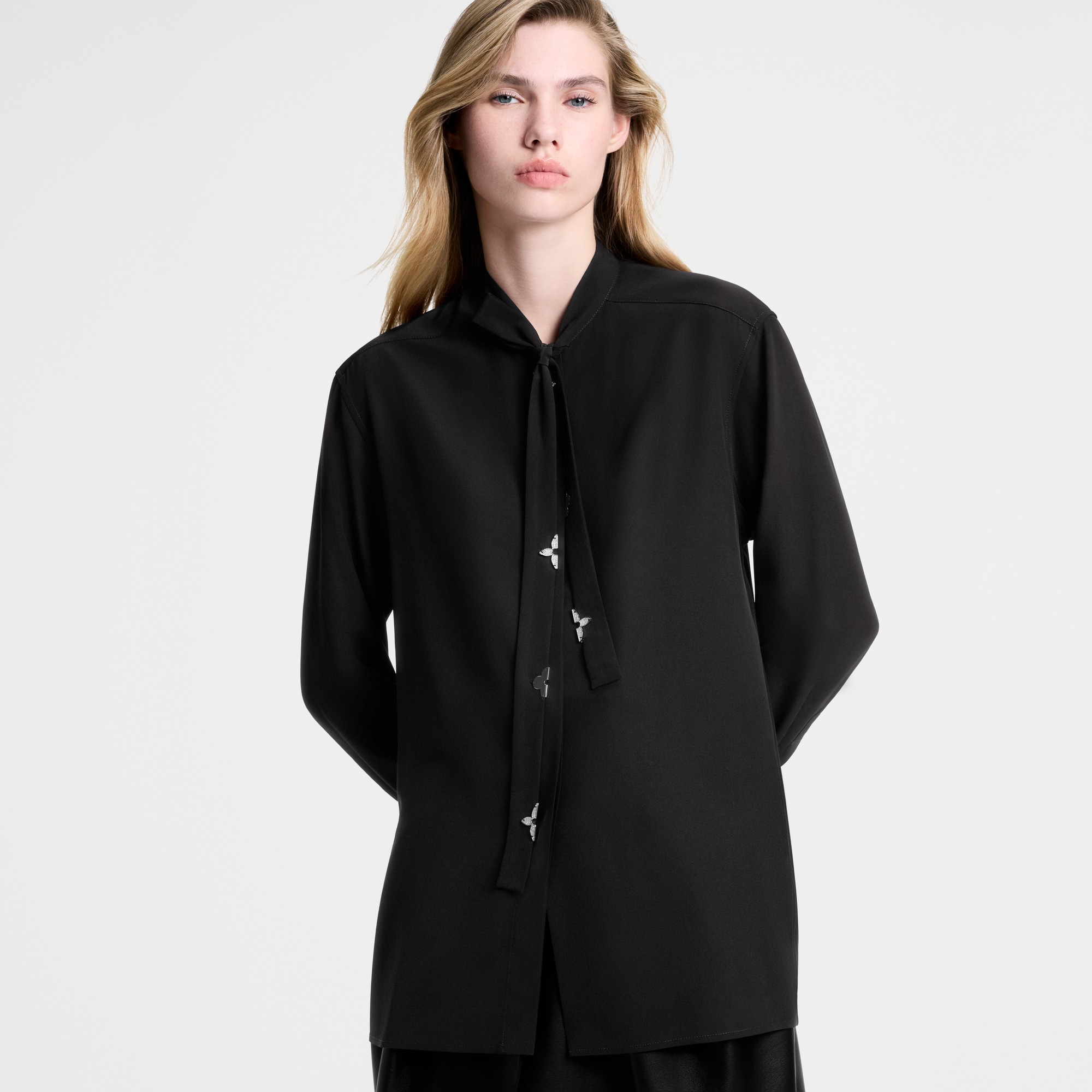Monogram Accent Lavallière Blouse  in Women
