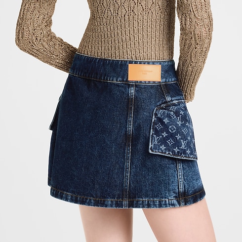 Monogram Accent Raw Denim Mini Skirt in Women's Ready-to-Wear Skirts and Shorts collections by Louis Vuitton (Product zoom)