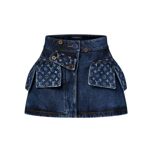 Monogram Accent Raw Denim Mini Skirt in Women's Ready-to-Wear Skirts and Shorts collections by Louis Vuitton (Product zoom)