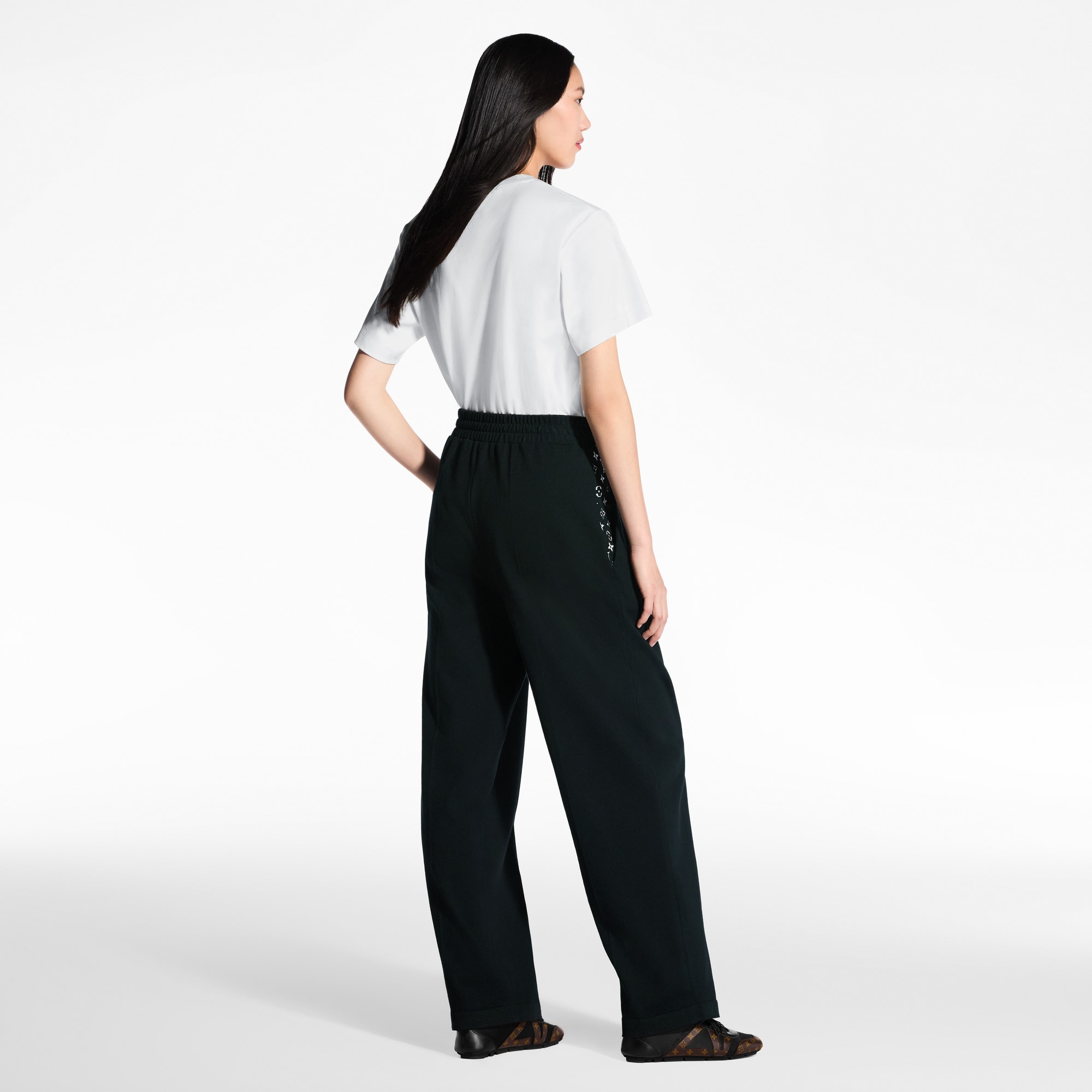 Monogram Accent Wide-Leg Jogging Pants  in Women