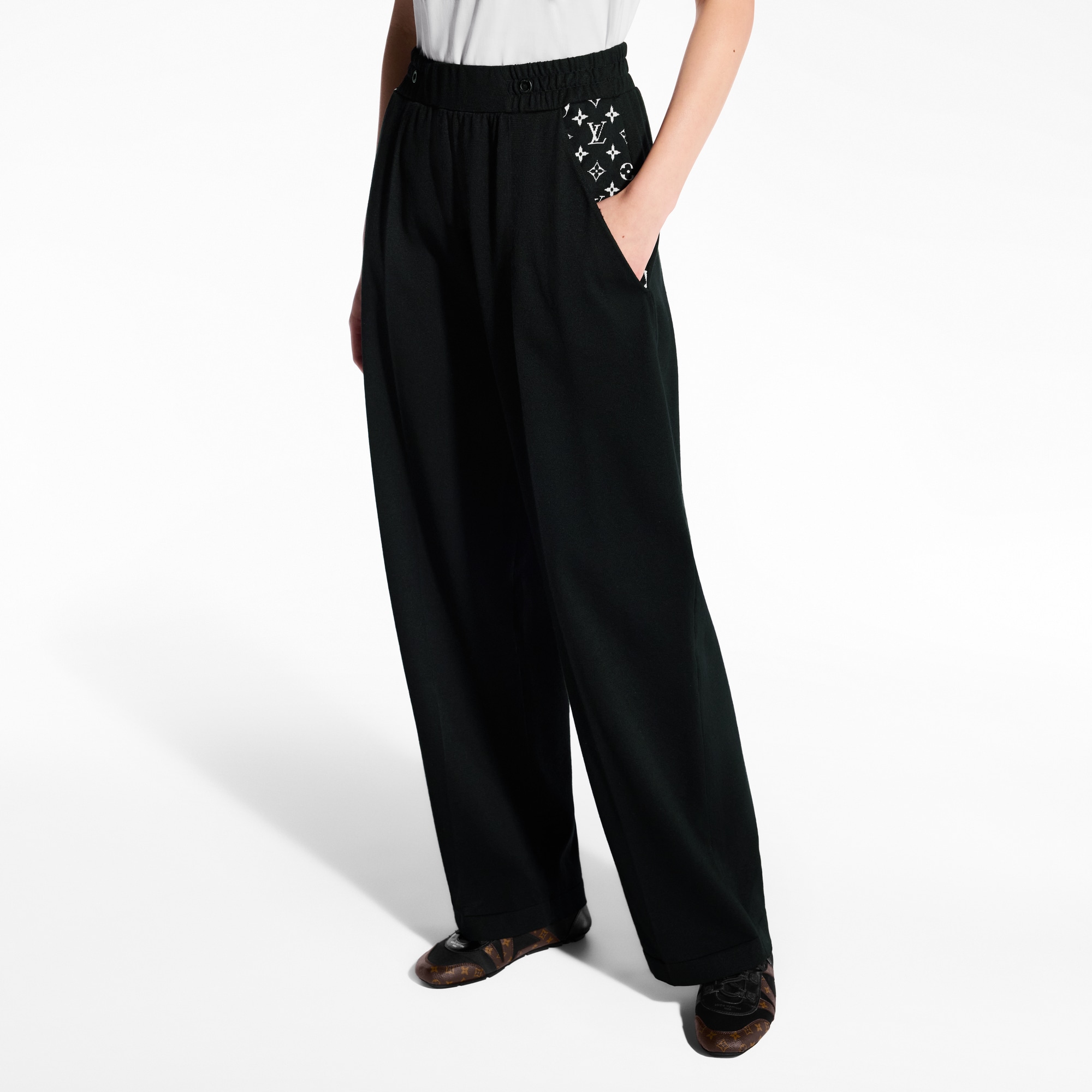 Monogram Accent Wide-Leg Jogging Pants  in Women