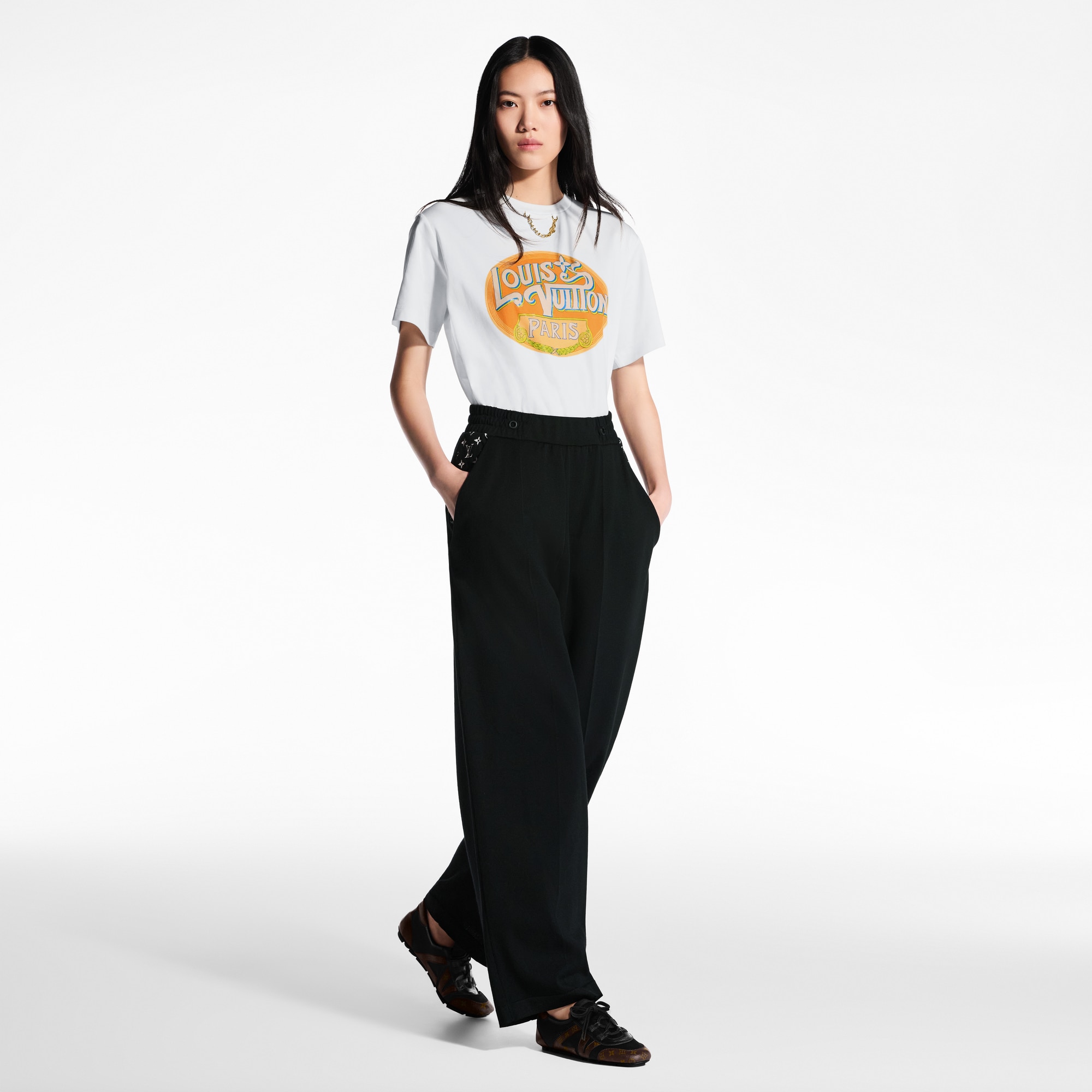 Monogram Accent Wide-Leg Jogging Pants  in Women