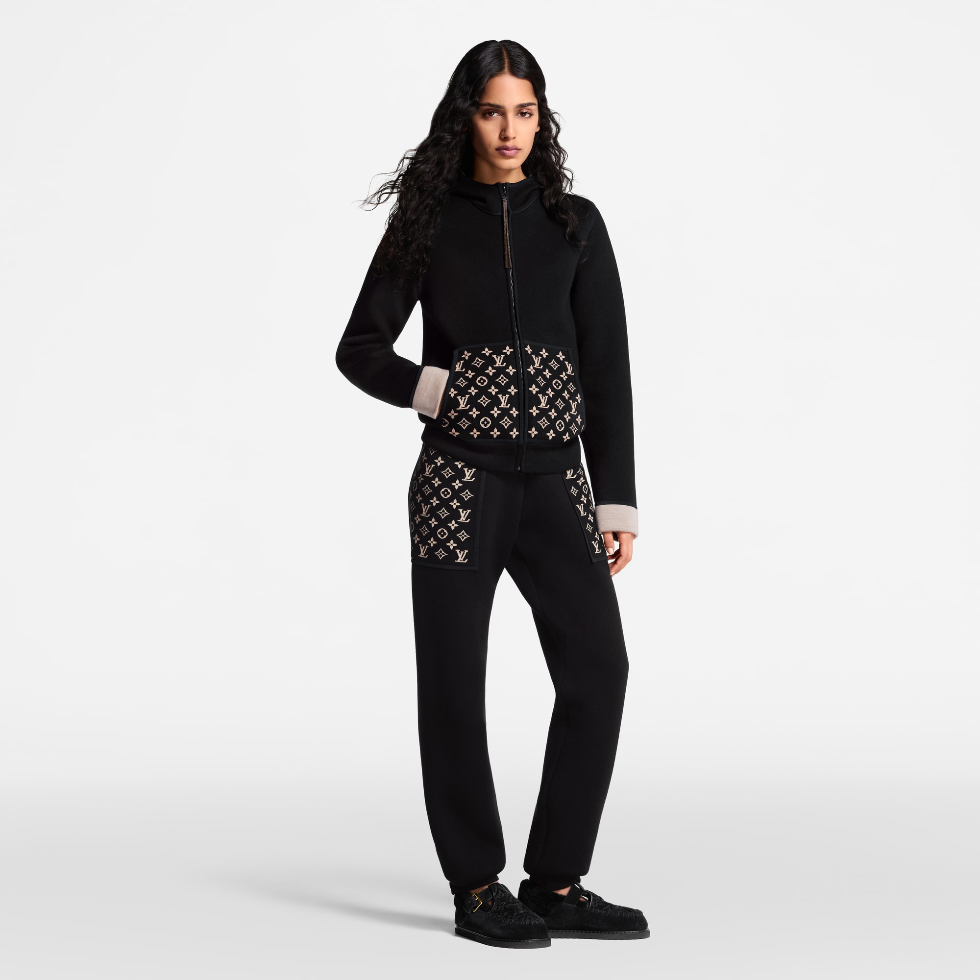 Monogram Accent Zip-Up Hoodie  in Women
