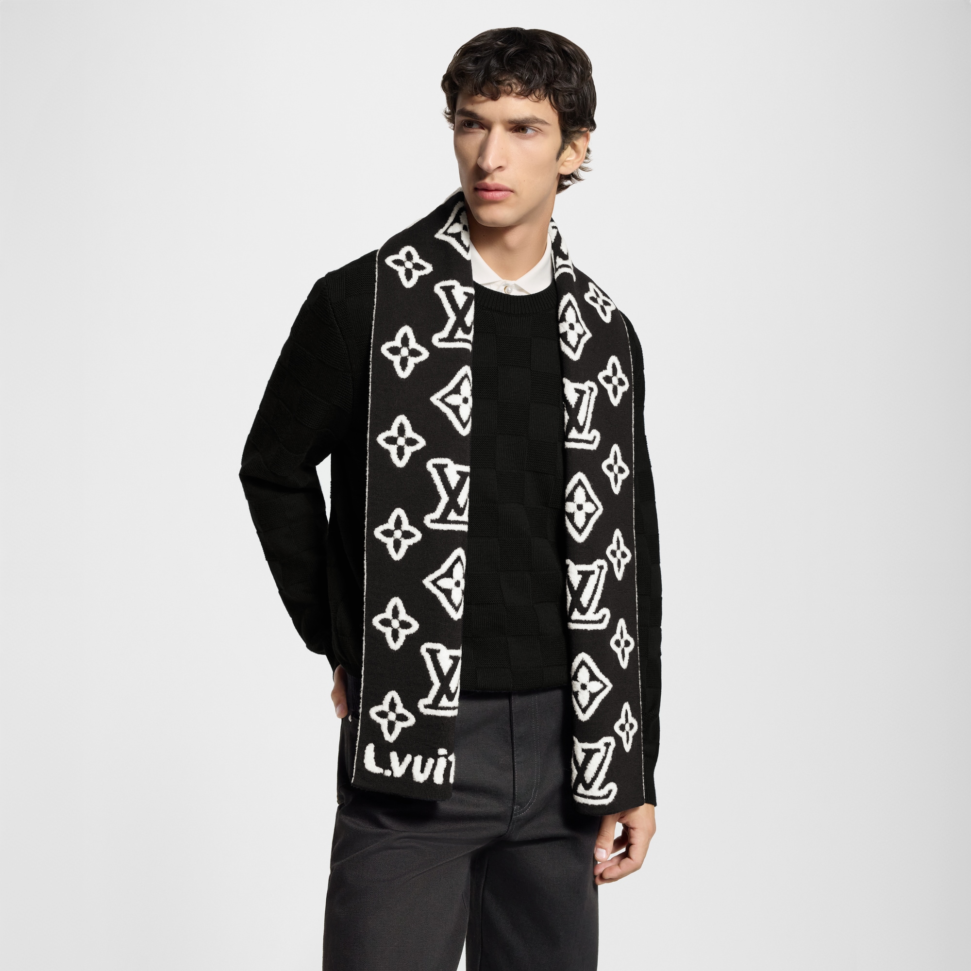 Monogram Blast Knitted Scarf . in Men