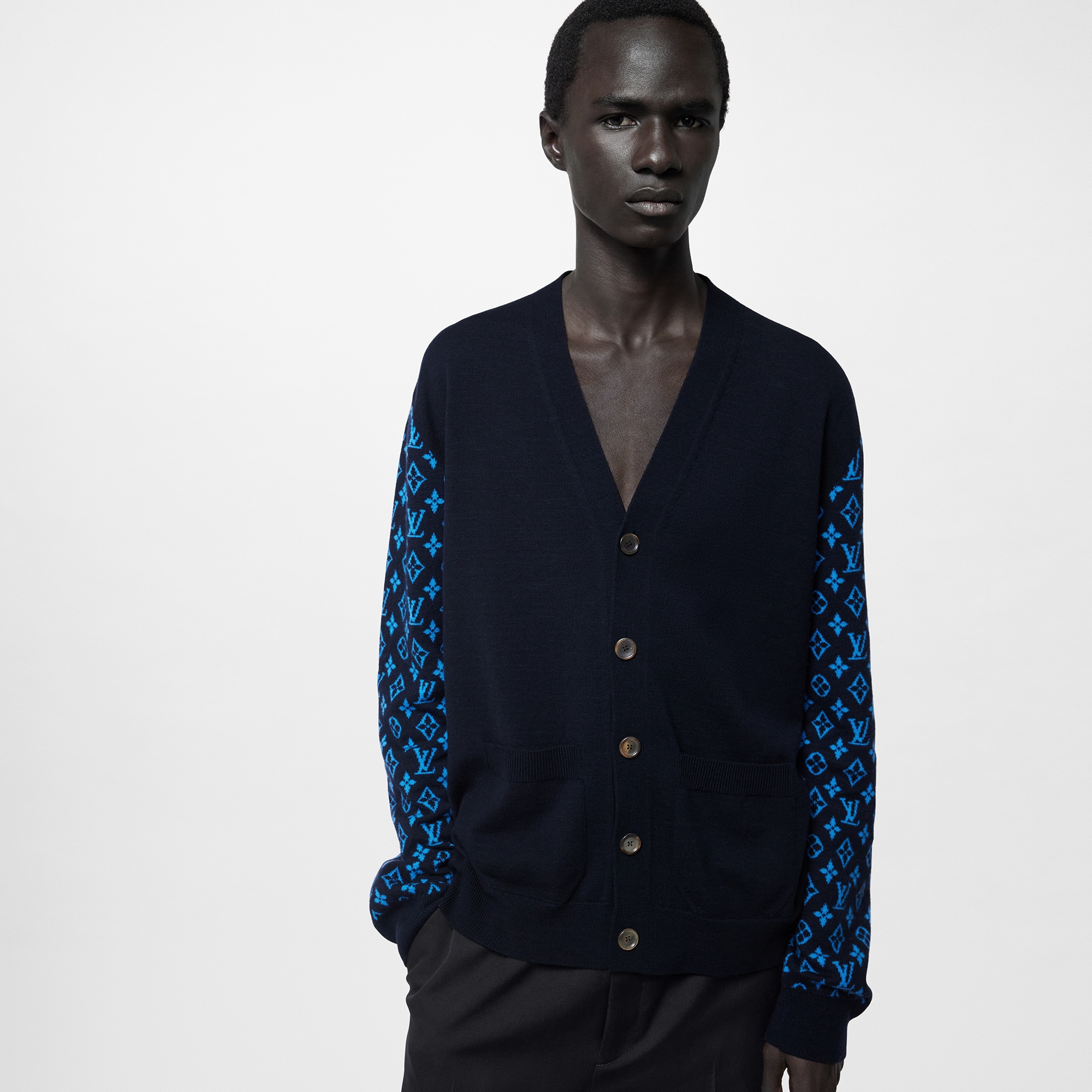 Monogram Cashmere Mix Cardigan   in Men